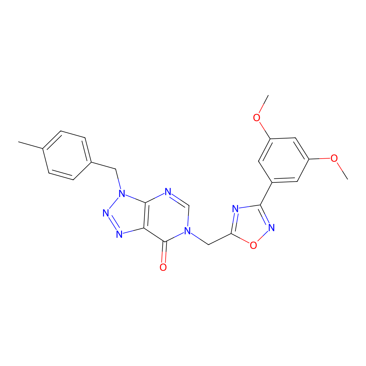 6-((3-(3,5-dimethoxyphenyl)-1,2,4-oxadiazol-5-yl)methyl)-3-(4-methylbenzyl)-3H-[1,2,3]triazolo[4,5-d]pyrimidin-7(6H)-one molecular structure, CAS 1105210-40-9