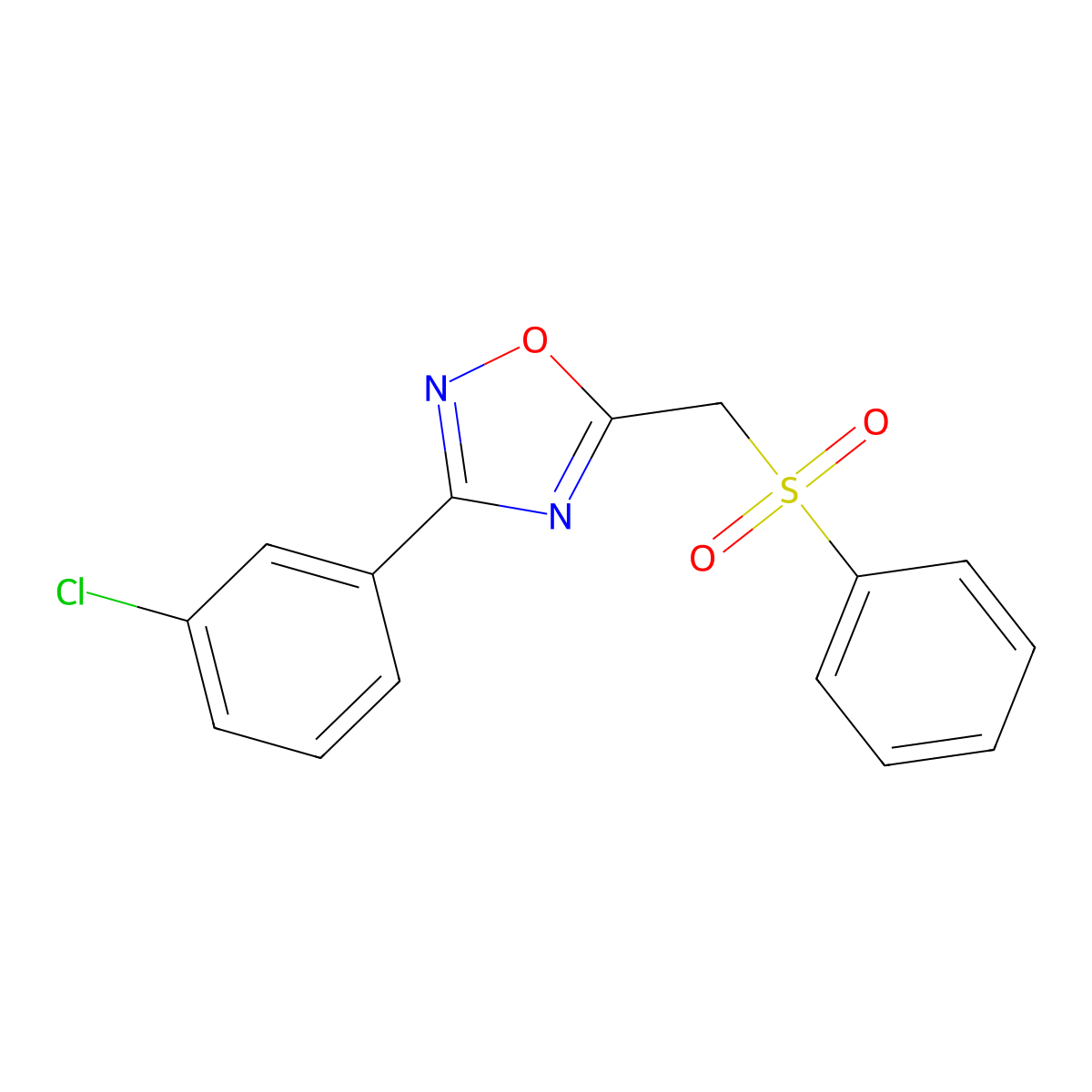 3-(3-Chlorophenyl)-5-((phenylsulfonyl)methyl)-1,2,4-oxadiazole molecular structure, CAS 1105210-48-7