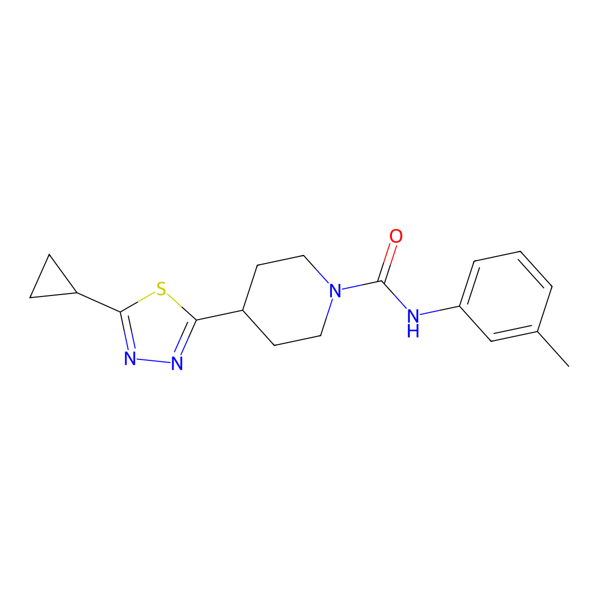 4-(5-cyclopropyl-1,3,4-thiadiazol-2-yl)-N-(m-tolyl)piperidine-1-carboxamide molecular structure, CAS 1105210-49-8