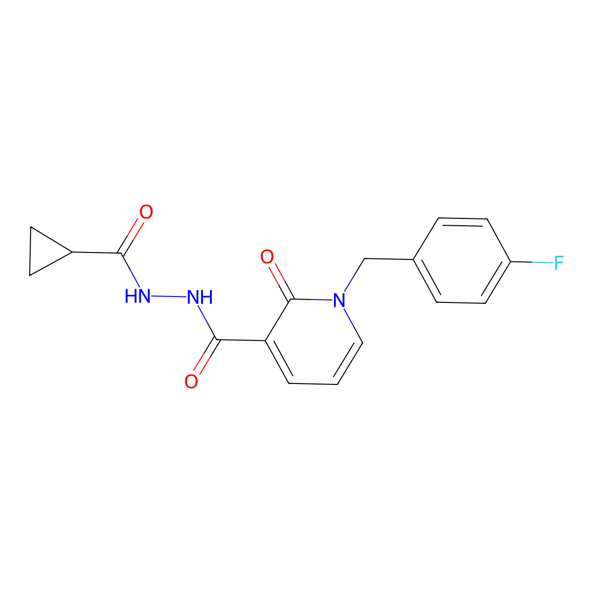 N'-(cyclopropanecarbonyl)-1-(4-fluorobenzyl)-2-oxo-1,2-dihydropyridine-3-carbohydrazide molecular structure, CAS 1105210-53-4