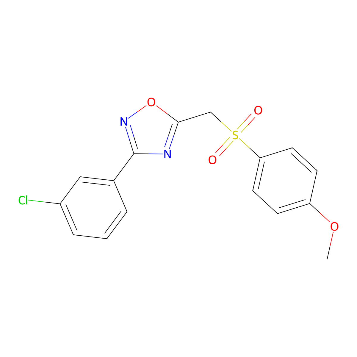 3-(3-Chlorophenyl)-5-(((4-methoxyphenyl)sulfonyl)methyl)-1,2,4-oxadiazole molecular structure, CAS 1105210-56-7