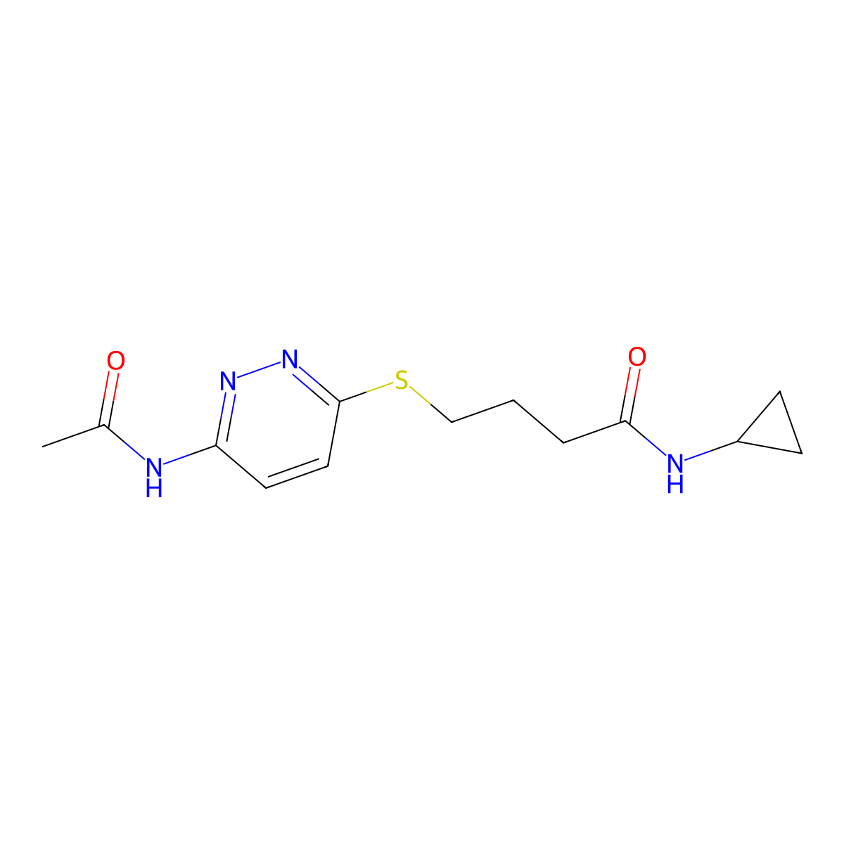 4-((6-acetamidopyridazin-3-yl)thio)-N-cyclopropylbutanamide molecular structure, CAS 1105210-73-8