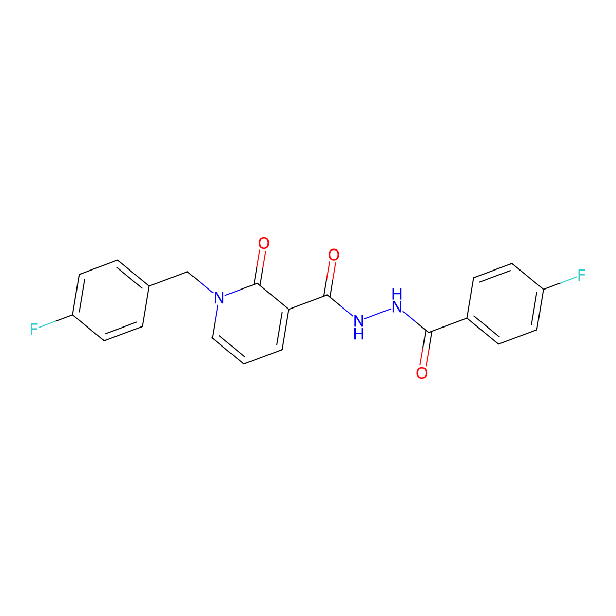 4-fluoro-N'-{1-[(4-fluorophenyl)methyl]-2-oxo-1,2-dihydropyridine-3-carbonyl}benzohydrazide molecular structure, CAS 1105210-77-2