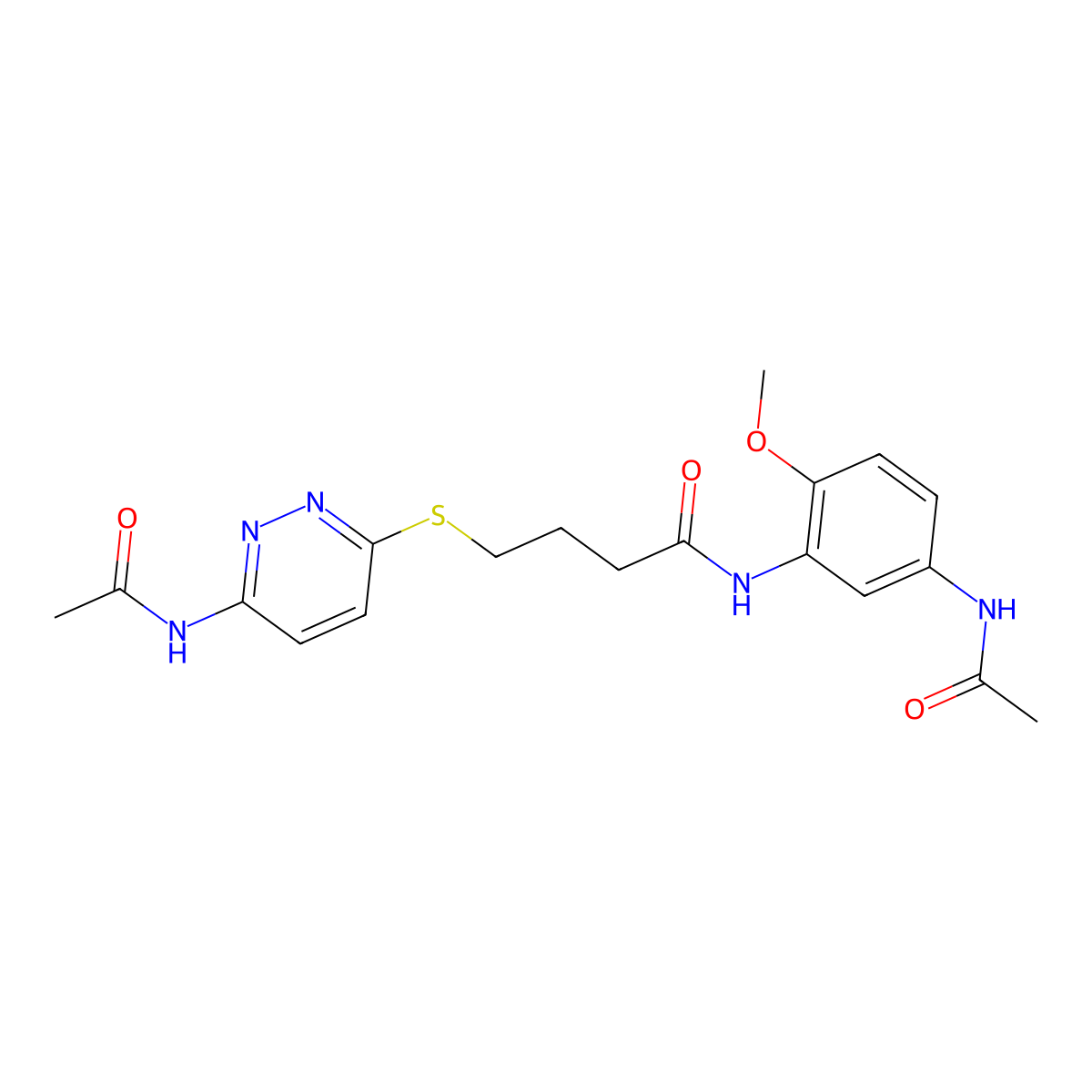 N-(5-acetamido-2-methoxyphenyl)-4-((6-acetamidopyridazin-3-yl)thio)butanamide molecular structure, CAS 1105210-81-8