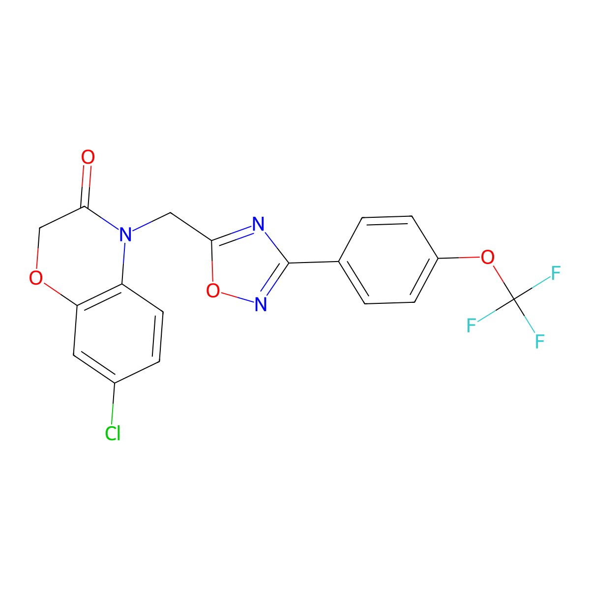 7-chloro-4-((3-(4-(trifluoromethoxy)phenyl)-1,2,4-oxadiazol-5-yl)methyl)-2H-benzo[b][1,4]oxazin-3(4H)-one molecular structure, CAS 1105210-82-9