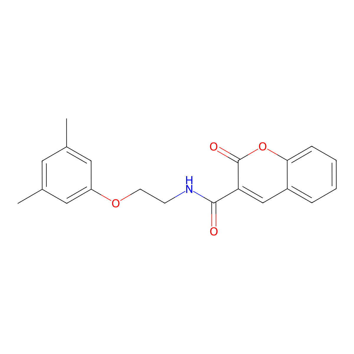 N-[2-(3,5-dimethylphenoxy)ethyl]-2-oxo-2H-chromene-3-carboxamide molecular structure, CAS 1105210-83-0