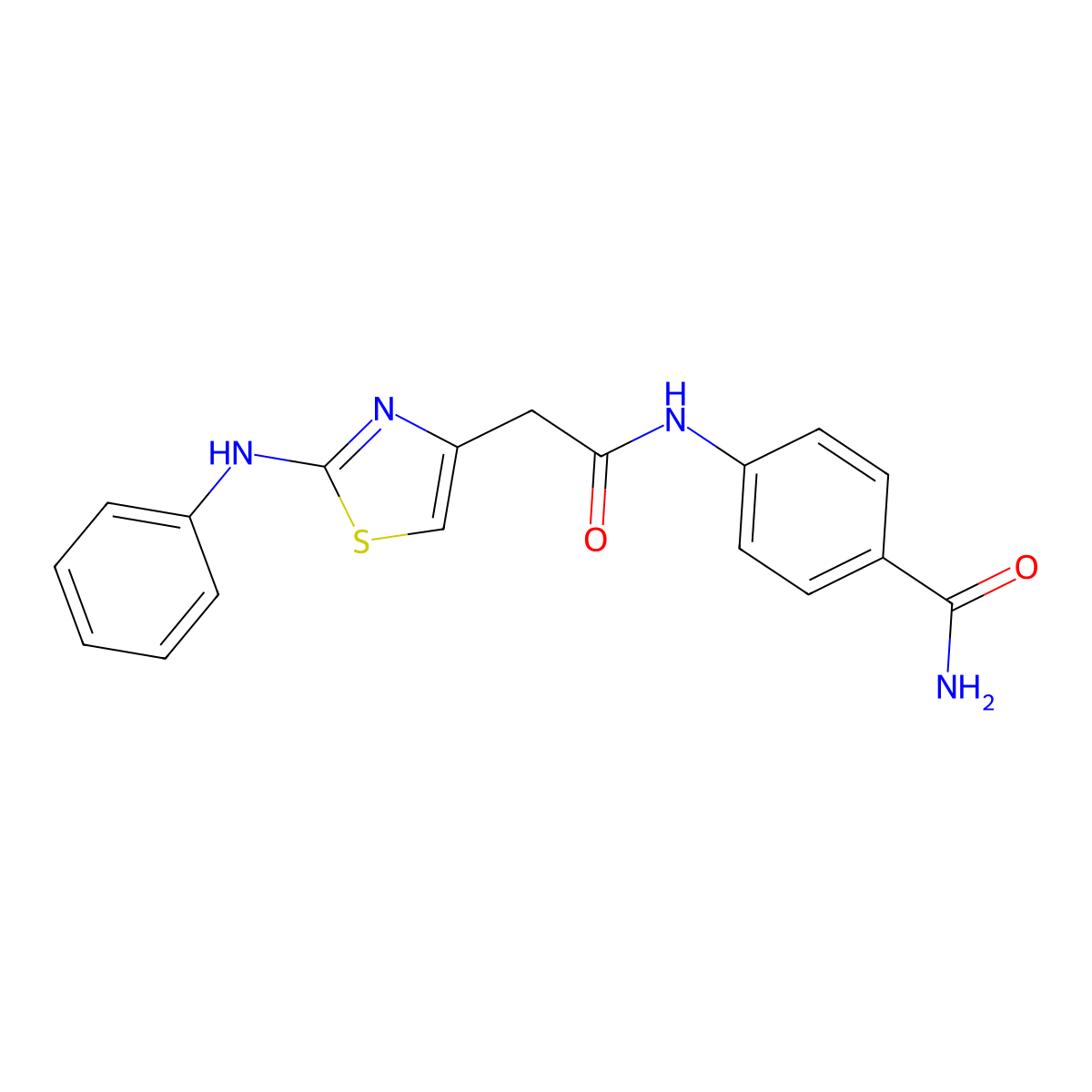 4-{2-[2-(Phenylamino)-1,3-thiazol-4-yl]acetamido}benzamide molecular structure, CAS 1105210-86-3