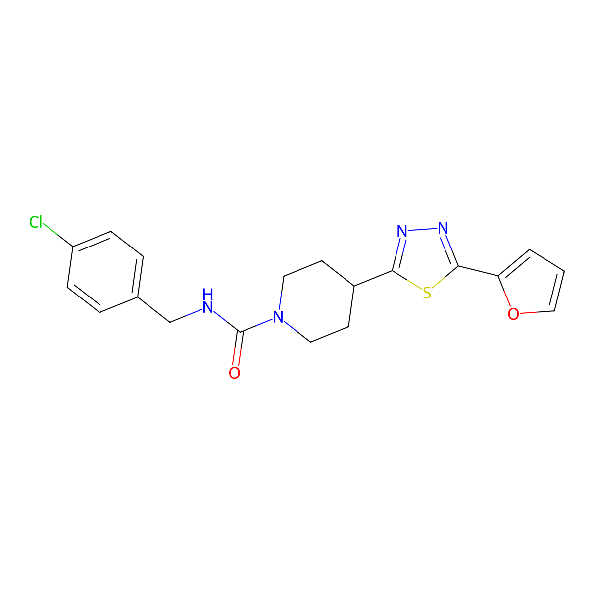 N-[(4-chlorophenyl)methyl]-4-[5-(furan-2-yl)-1,3,4-thiadiazol-2-yl]piperidine-1-carboxamide molecular structure, CAS 1105210-87-4