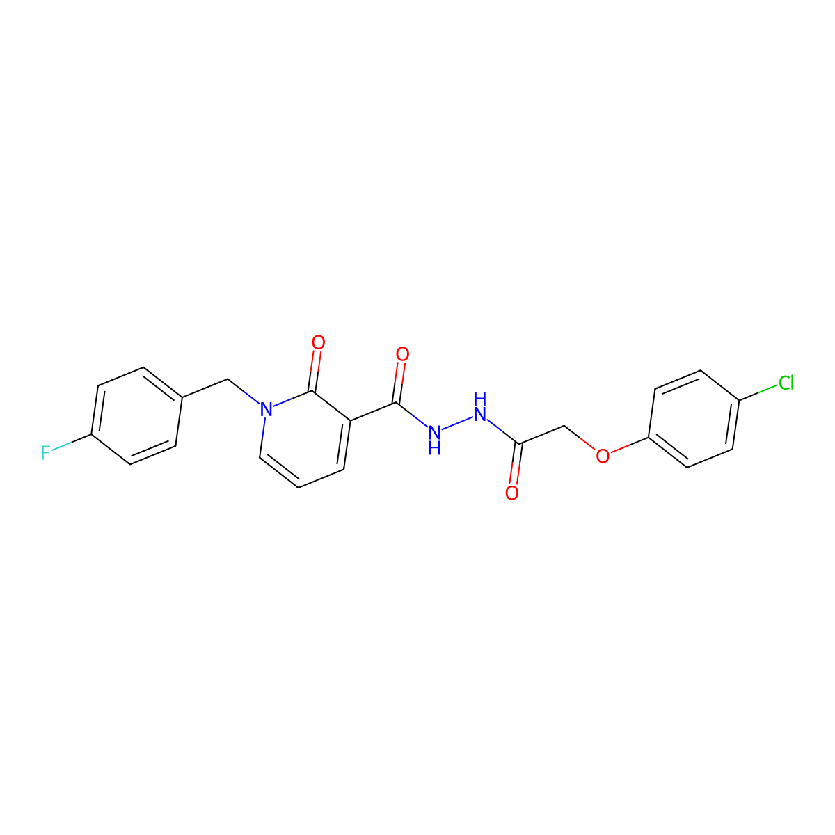 N'-(2-(4-chlorophenoxy)acetyl)-1-(4-fluorobenzyl)-2-oxo-1,2-dihydropyridine-3-carbohydrazide molecular structure, CAS 1105210-91-0