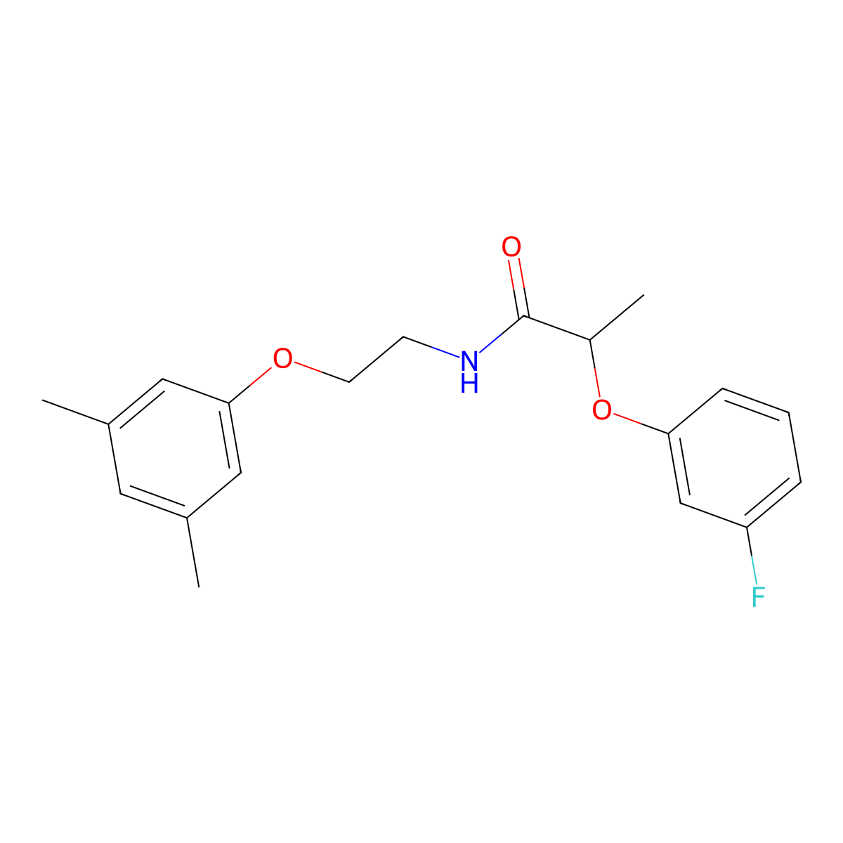 N-[2-(3,5-dimethylphenoxy)ethyl]-2-(3-fluorophenoxy)propanamide molecular structure, CAS 1105210-98-7
