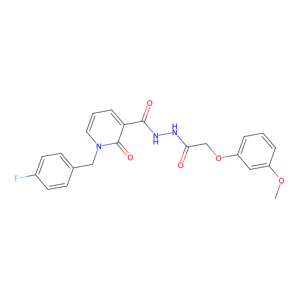 1-(4-fluorobenzyl)-N'-(2-(3-methoxyphenoxy)acetyl)-2-oxo-1,2-dihydropyridine-3-carbohydrazide molecular structure, CAS 1105210-99-8