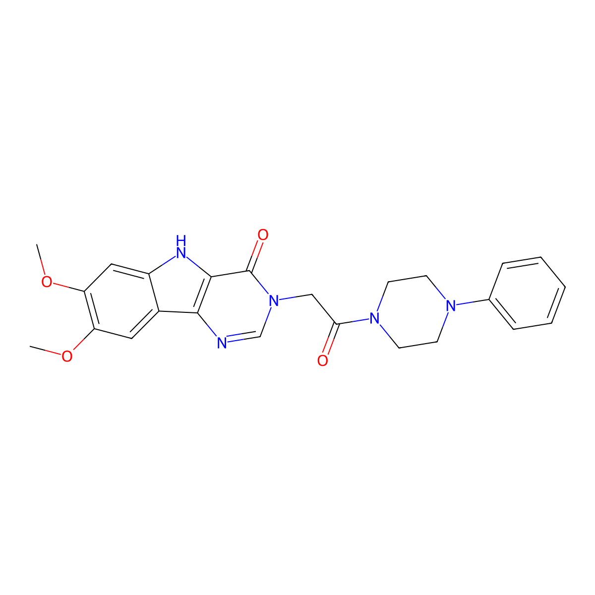 7,8-dimethoxy-3-(2-oxo-2-(4-phenylpiperazin-1-yl)ethyl)-3H-pyrimido[5,4-b]indol-4(5H)-one molecular structure, CAS 1105211-09-3