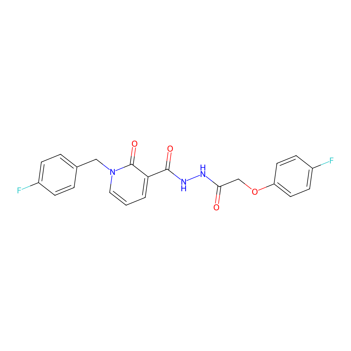 1-(4-fluorobenzyl)-N'-(2-(4-fluorophenoxy)acetyl)-2-oxo-1,2-dihydropyridine-3-carbohydrazide molecular structure, CAS 1105211-15-1