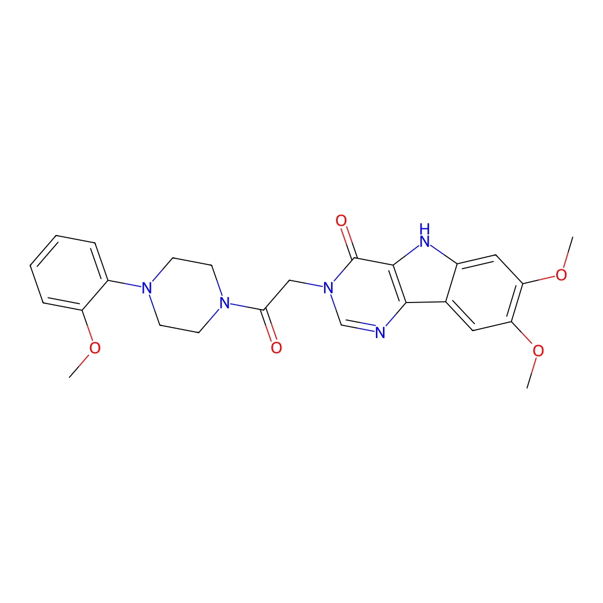 7,8-dimethoxy-3-(2-(4-(2-methoxyphenyl)piperazin-1-yl)-2-oxoethyl)-3H-pyrimido[5,4-b]indol-4(5H)-one molecular structure, CAS 1105211-17-3