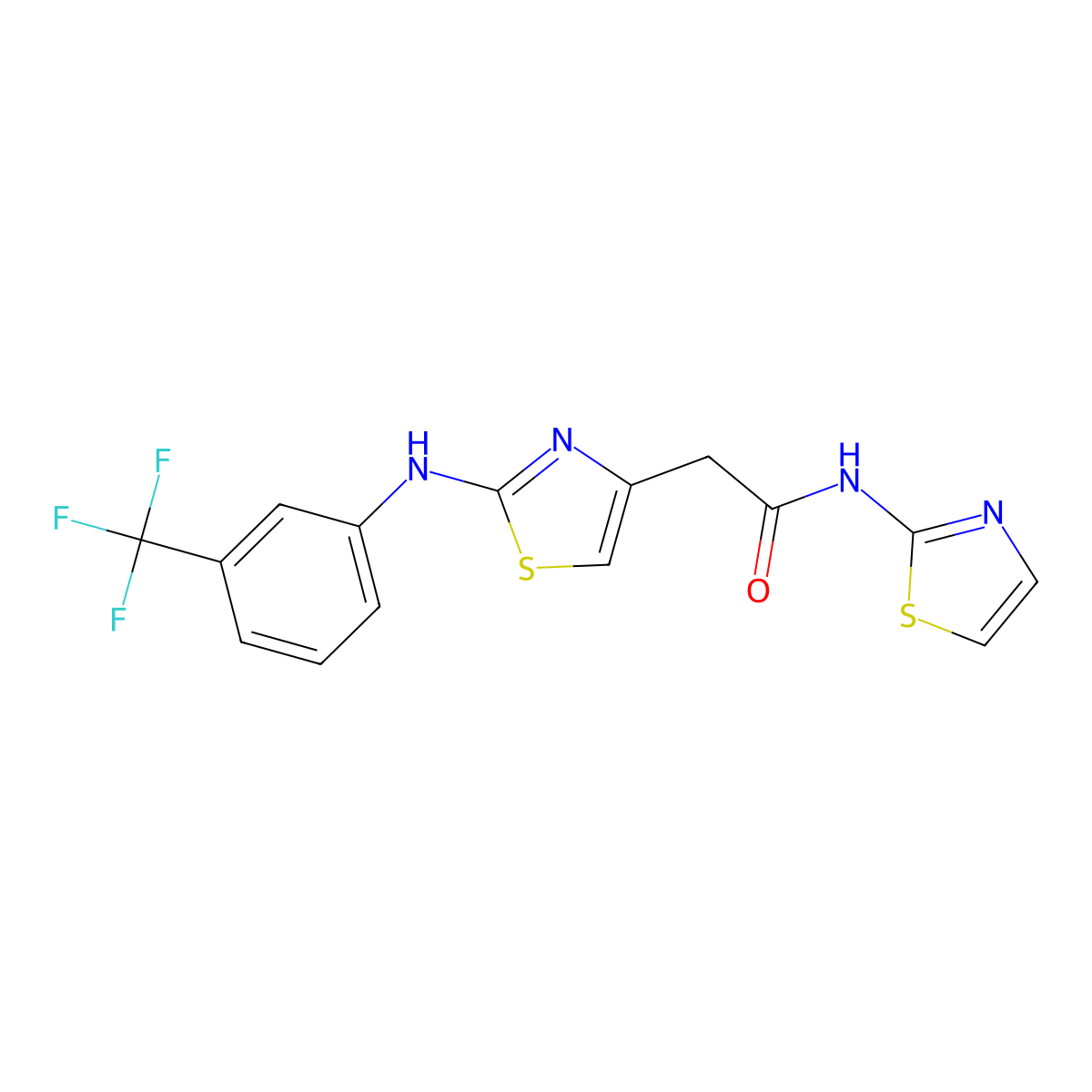 N-(thiazol-2-yl)-2-(2-((3-(trifluoromethyl)phenyl)amino)thiazol-4-yl)acetamide molecular structure, CAS 1105211-18-4