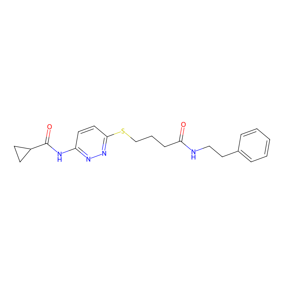 N-(6-((4-oxo-4-(phenethylamino)butyl)thio)pyridazin-3-yl)cyclopropanecarboxamide molecular structure, CAS 1105211-20-8