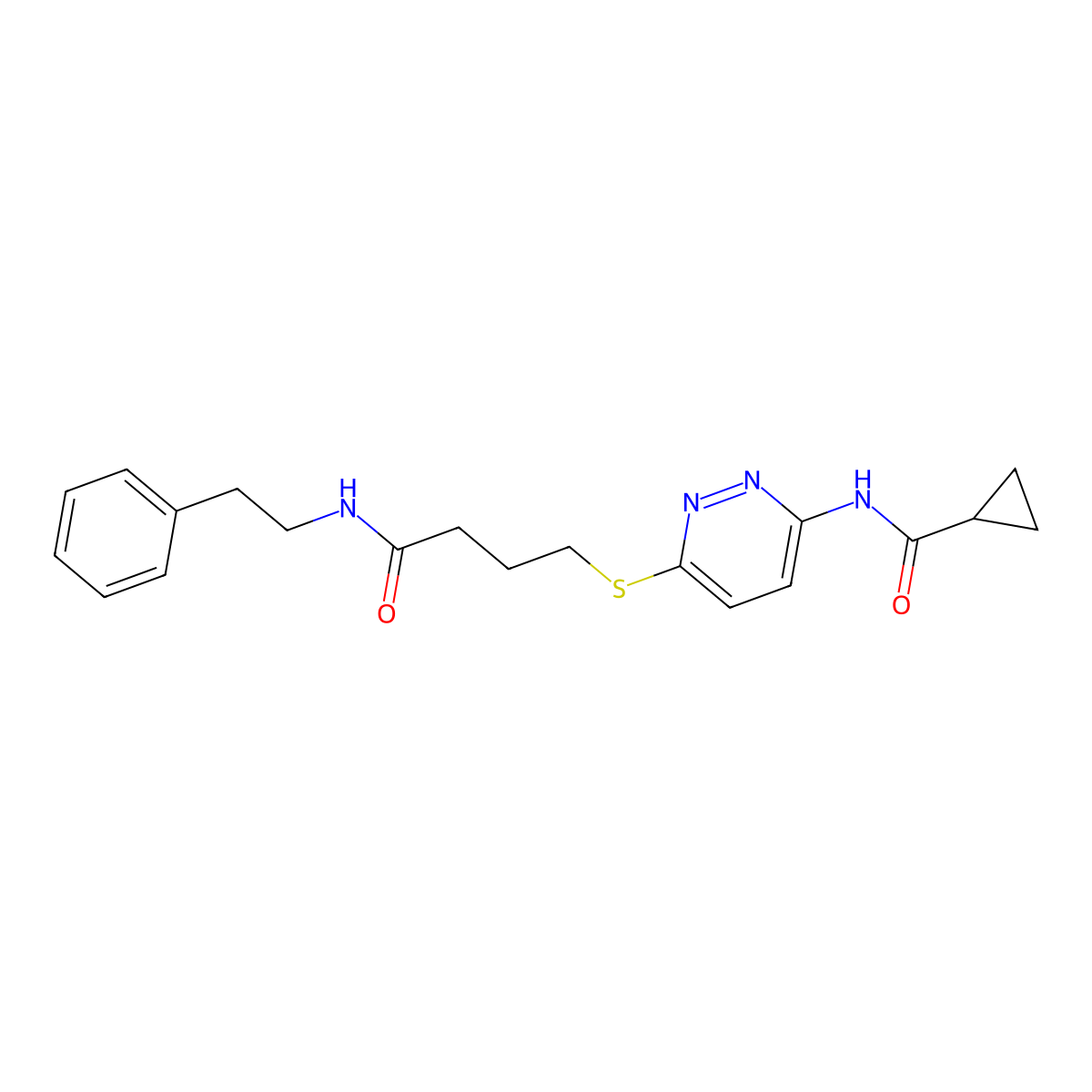N-(6-((4-oxo-4-(phenethylamino)butyl)thio)pyridazin-3-yl)cyclopropanecarboxamide molecular structure, CAS 1105211-20-8