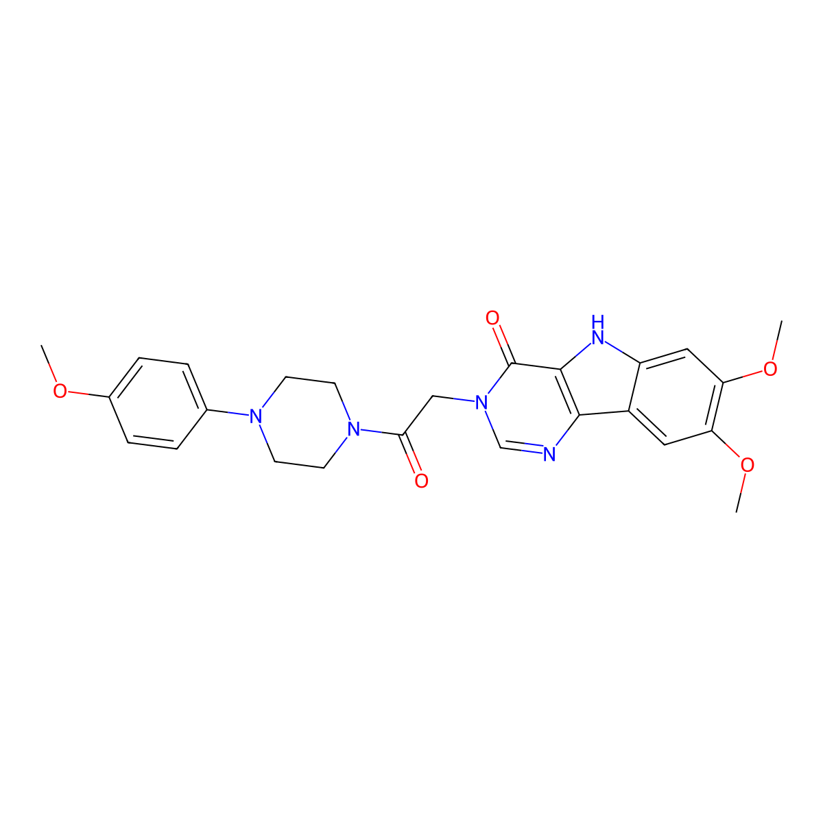 7,8-dimethoxy-3-(2-(4-(4-methoxyphenyl)piperazin-1-yl)-2-oxoethyl)-3H-pyrimido[5,4-b]indol-4(5H)-one molecular structure, CAS 1105211-25-3
