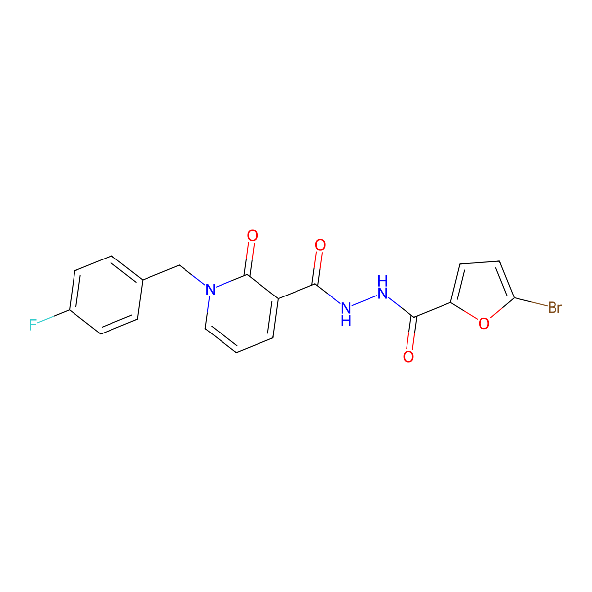 N'-(5-bromofuran-2-carbonyl)-1-(4-fluorobenzyl)-2-oxo-1,2-dihydropyridine-3-carbohydrazide molecular structure, CAS 1105211-31-1