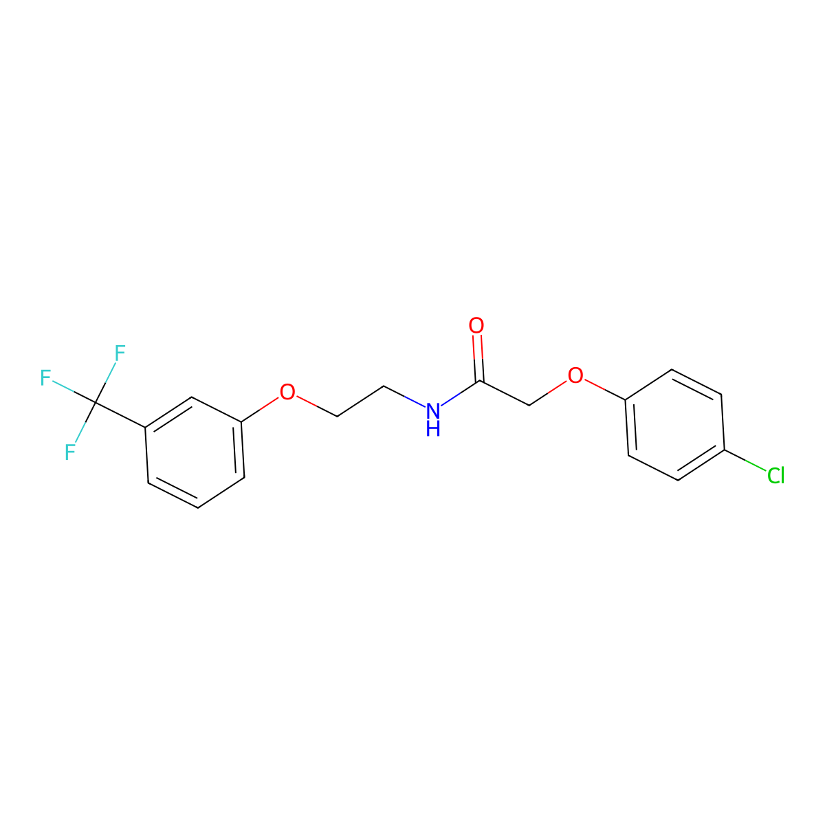 2-(4-chlorophenoxy)-N-{2-[3-(trifluoromethyl)phenoxy]ethyl}acetamide molecular structure, CAS 1105211-38-8