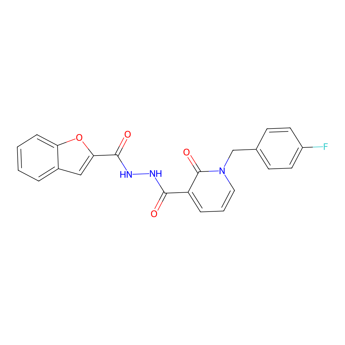 N'-(benzofuran-2-carbonyl)-1-(4-fluorobenzyl)-2-oxo-1,2-dihydropyridine-3-carbohydrazide molecular structure, CAS 1105211-39-9