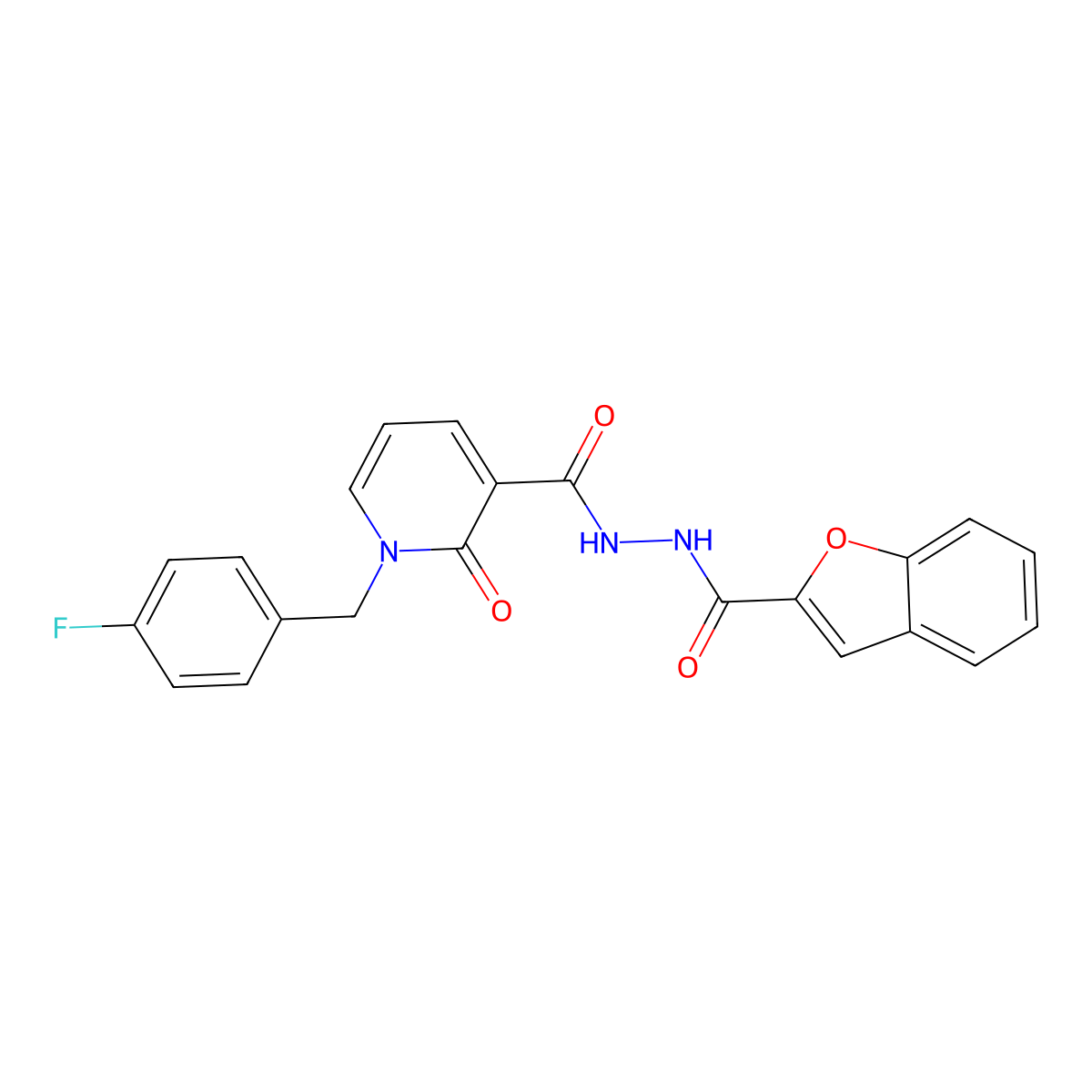 N'-(benzofuran-2-carbonyl)-1-(4-fluorobenzyl)-2-oxo-1,2-dihydropyridine-3-carbohydrazide molecular structure, CAS 1105211-39-9