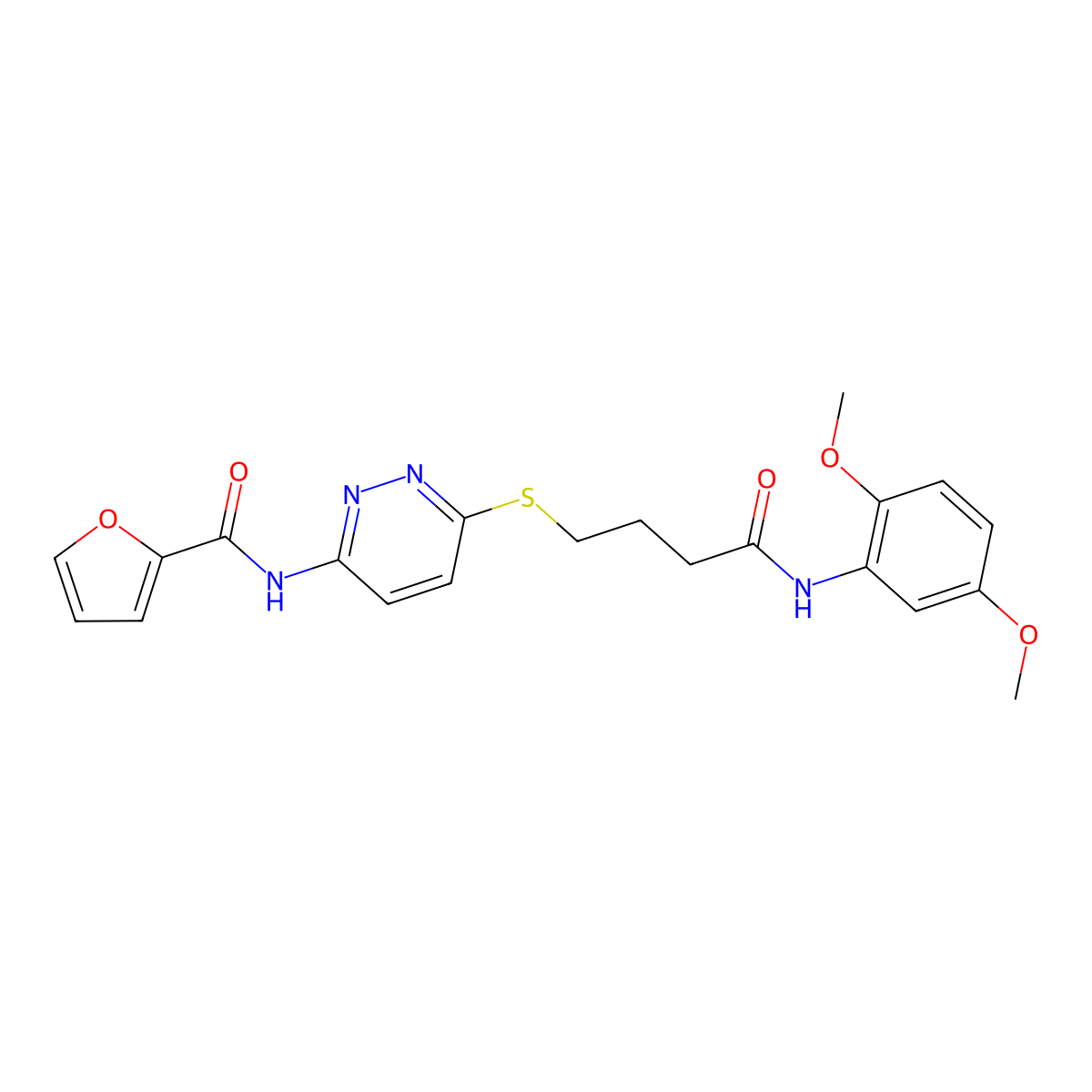 N-(6-((4-((2,5-dimethoxyphenyl)amino)-4-oxobutyl)thio)pyridazin-3-yl)furan-2-carboxamide molecular structure, CAS 1105211-44-6