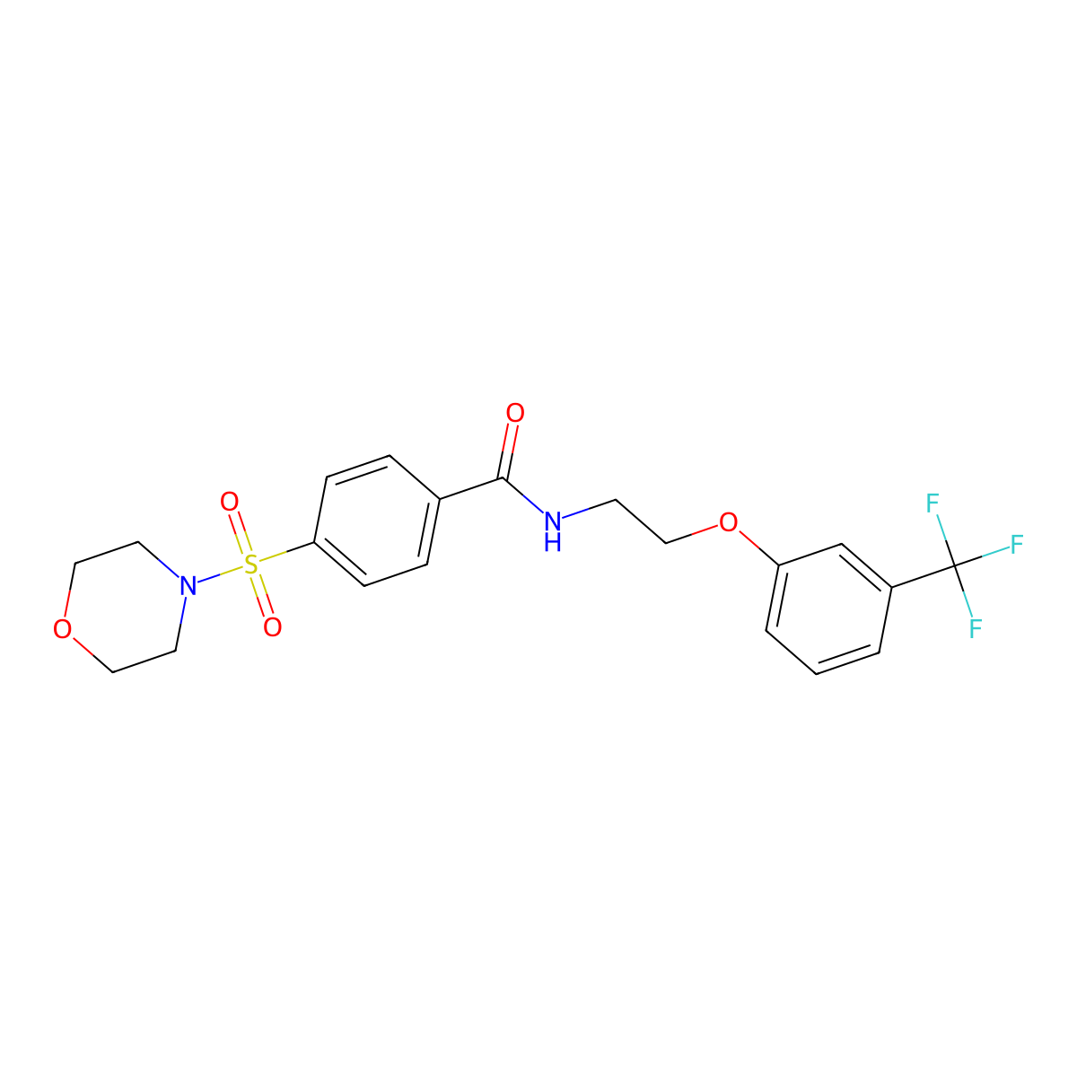 4-(morpholinosulfonyl)-N-(2-(3-(trifluoromethyl)phenoxy)ethyl)benzamide molecular structure, CAS 1105211-46-8