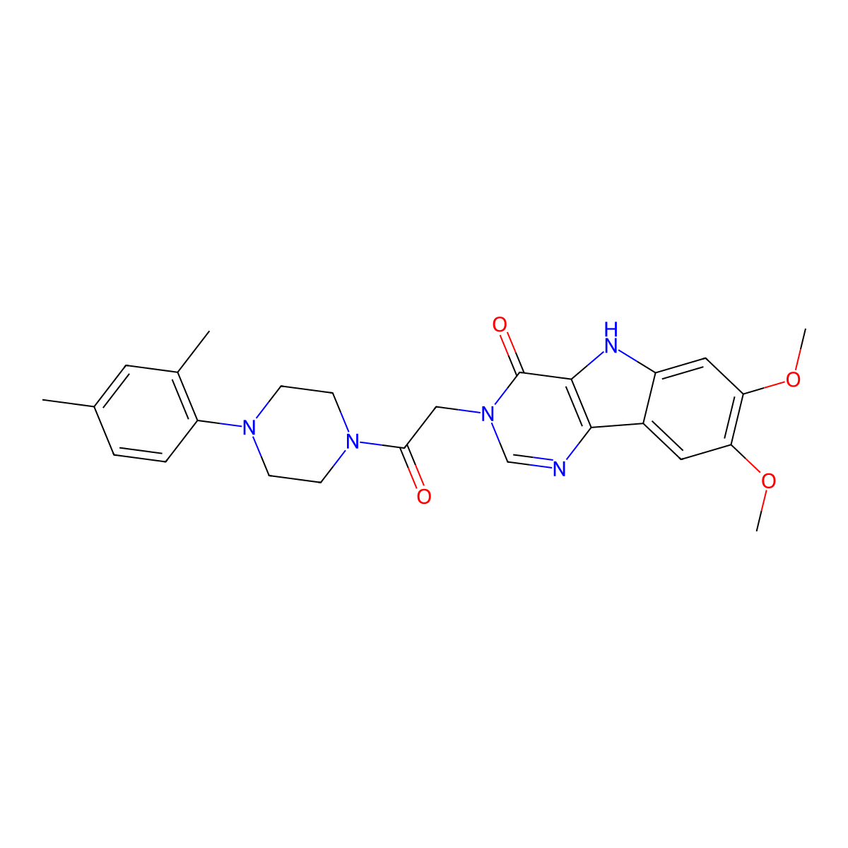3-(2-(4-(2,4-dimethylphenyl)piperazin-1-yl)-2-oxoethyl)-7,8-dimethoxy-3H-pyrimido[5,4-b]indol-4(5H)-one molecular structure, CAS 1105211-49-1