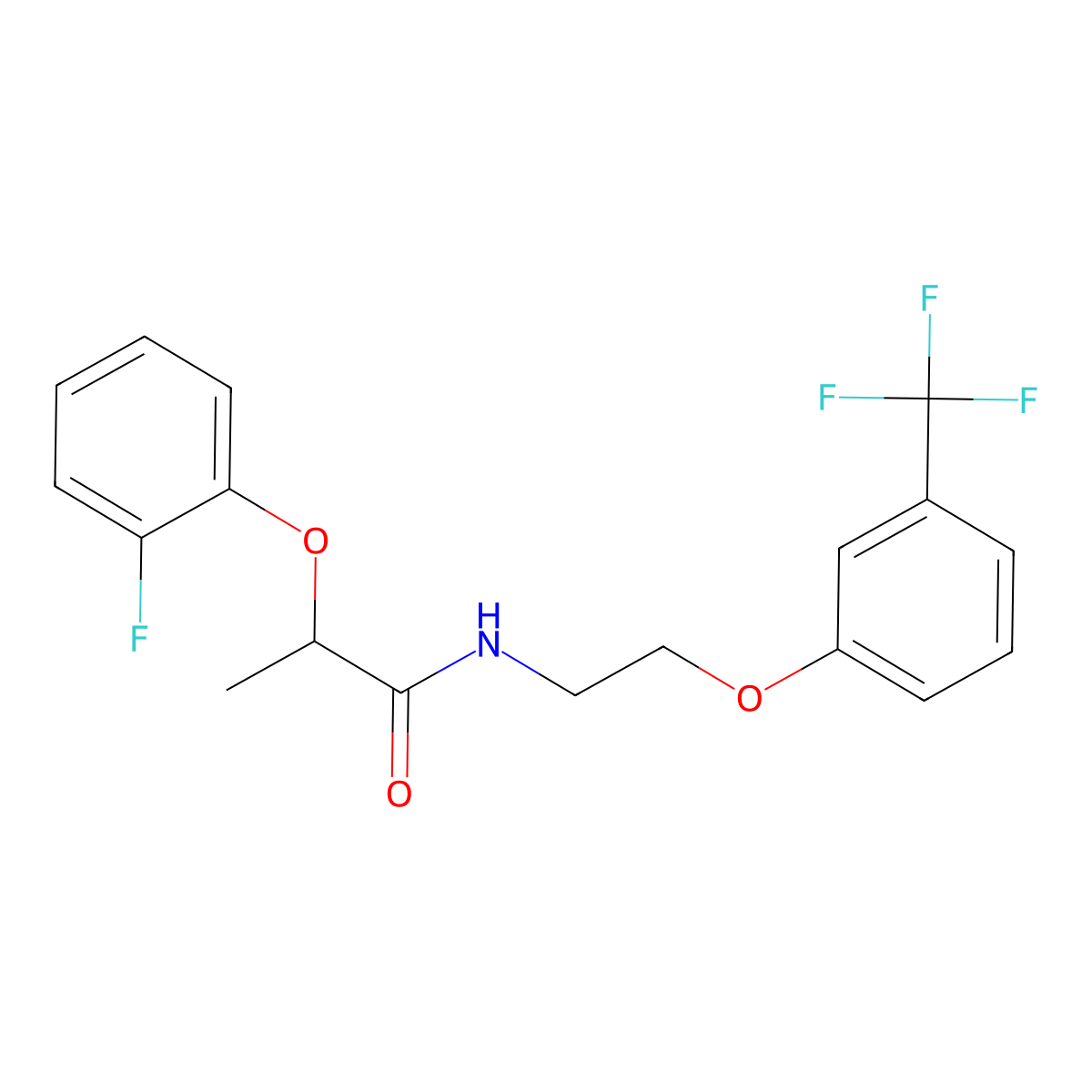 2-(2-fluorophenoxy)-N-(2-(3-(trifluoromethyl)phenoxy)ethyl)propanamide molecular structure, CAS 1105211-53-7
