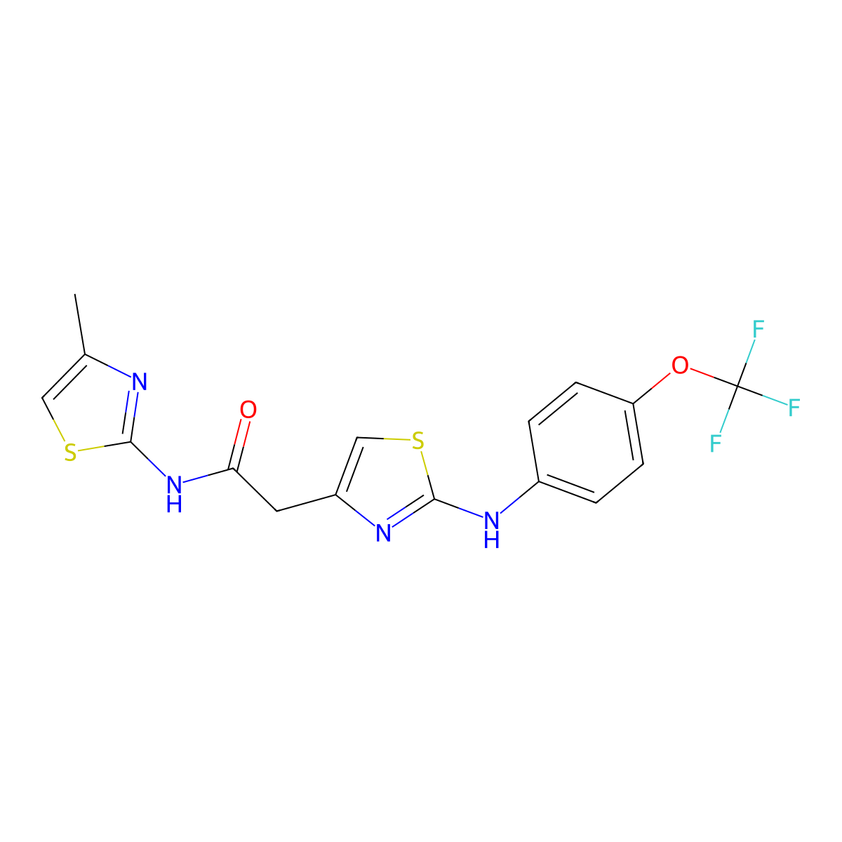 N-(4-methylthiazol-2-yl)-2-(2-((4-(trifluoromethoxy)phenyl)amino)thiazol-4-yl)acetamide molecular structure, CAS 1105211-57-1