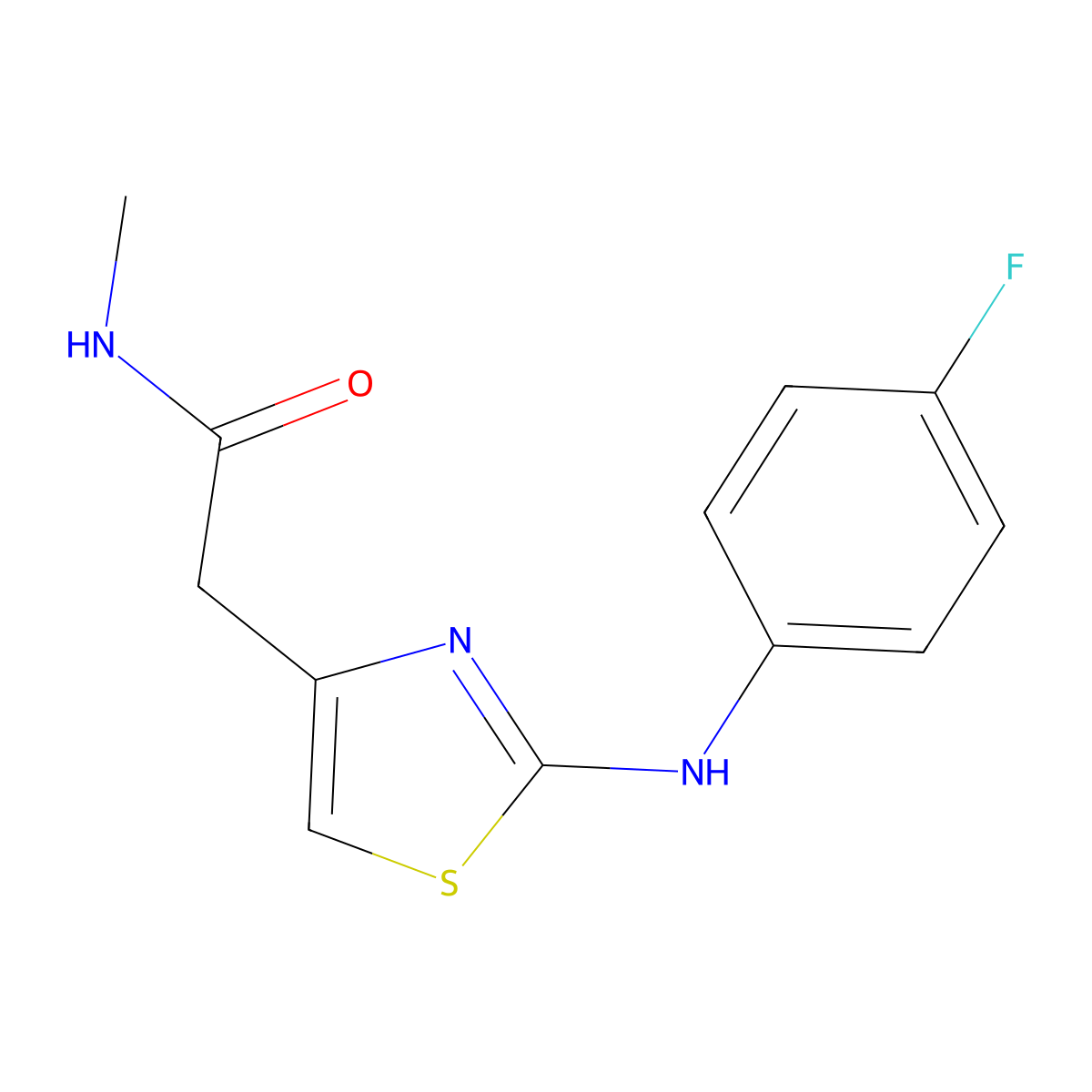 2-(2-((4-fluorophenyl)amino)thiazol-4-yl)-N-methylacetamide molecular structure, CAS 1105211-65-1