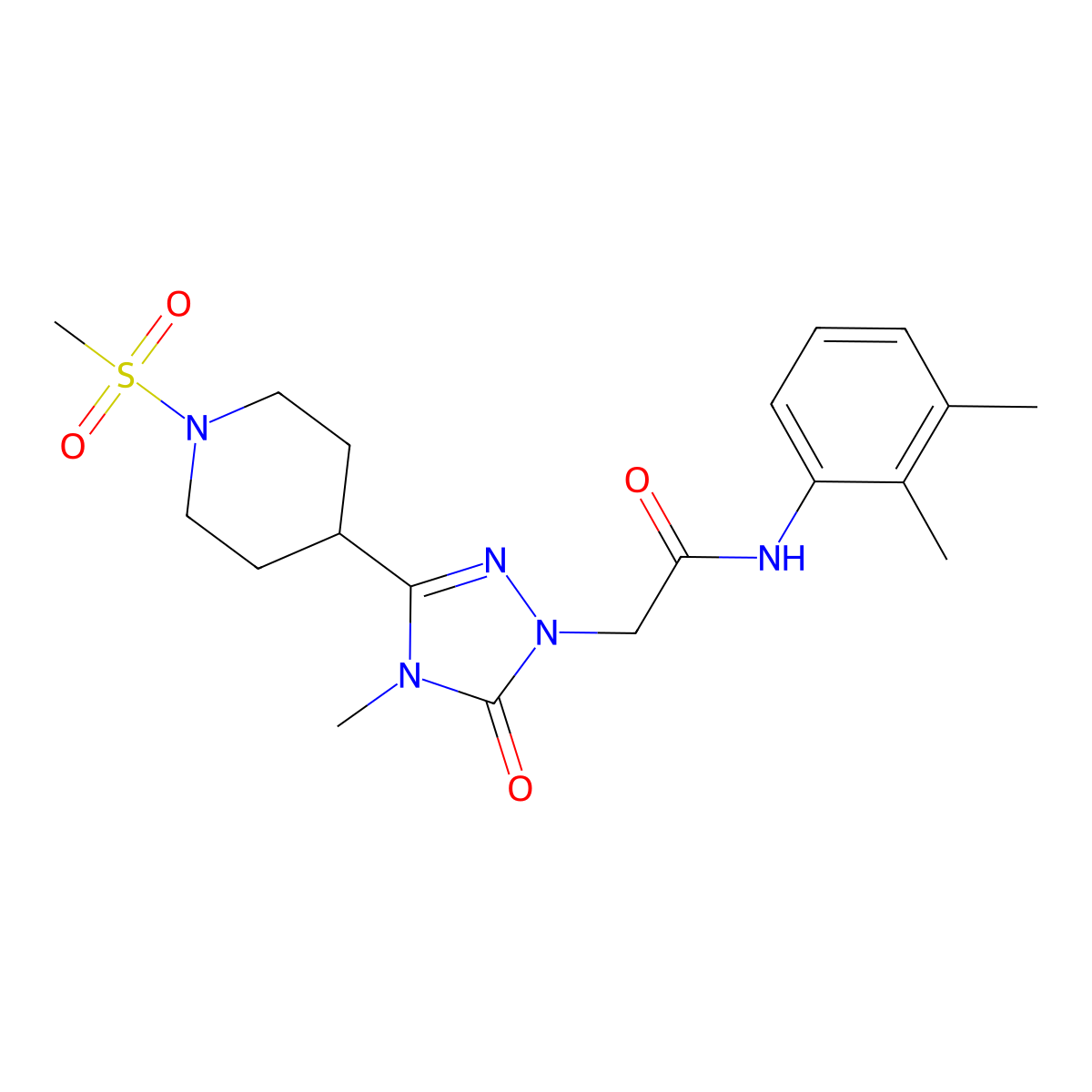 N-(2,3-dimethylphenyl)-2-(4-methyl-3-(1-(methylsulfonyl)piperidin-4-yl)-5-oxo-4,5-dihydro-1H-1,2,4-triazol-1-yl)acetamide molecular structure, CAS 1105211-66-2