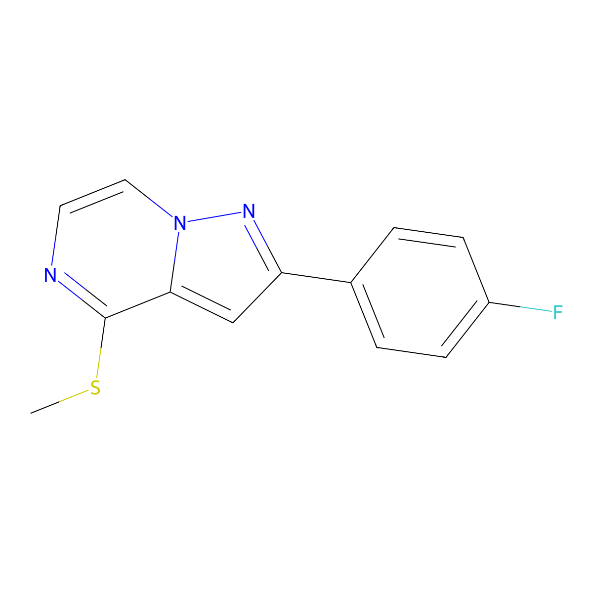 2-(4-Fluorophenyl)-4-(methylthio)pyrazolo[1,5-a]pyrazine molecular structure, CAS 1105211-67-3