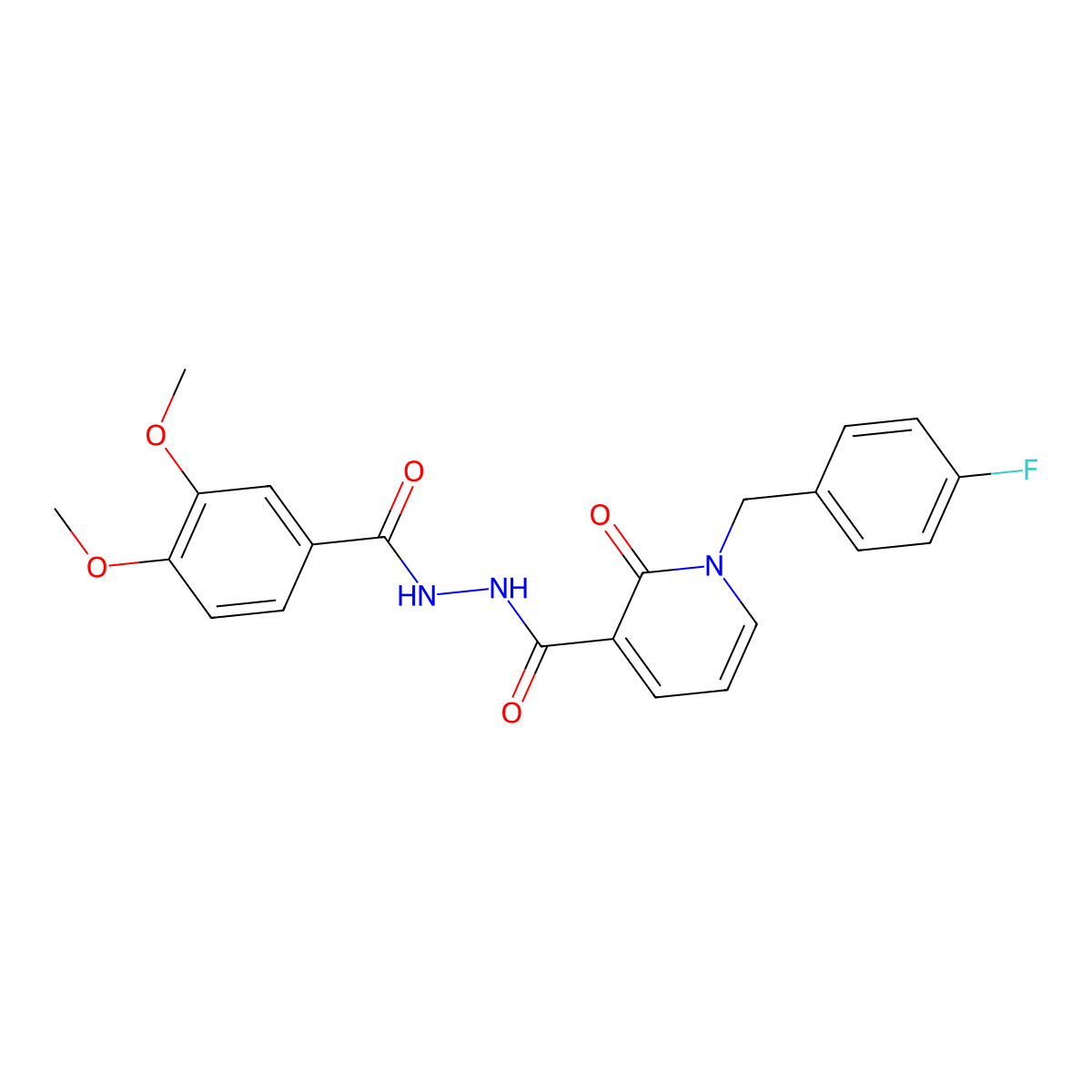 N'-(3,4-dimethoxybenzoyl)-1-(4-fluorobenzyl)-2-oxo-1,2-dihydropyridine-3-carbohydrazide molecular structure, CAS 1105211-78-6