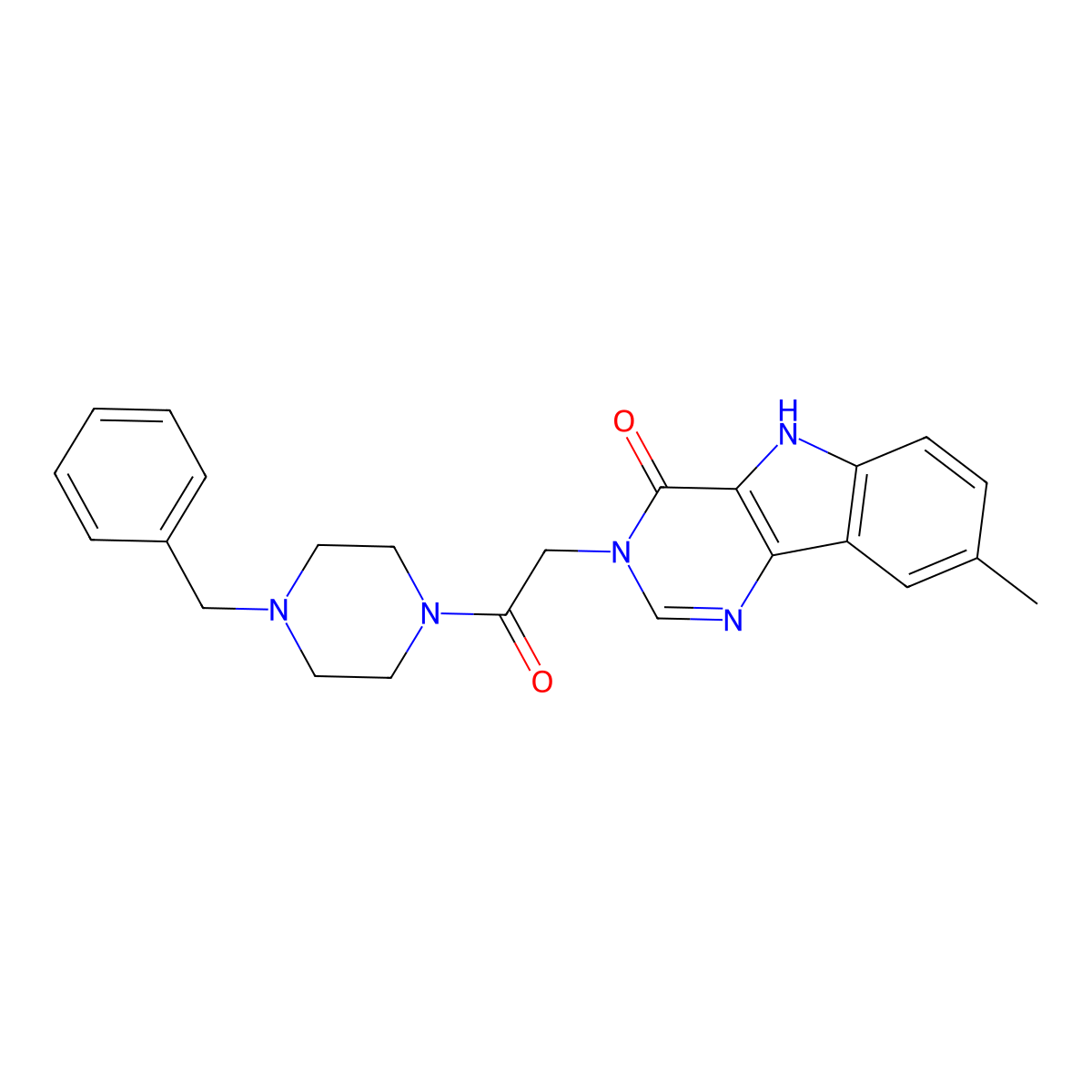 3-(2-(4-benzylpiperazin-1-yl)-2-oxoethyl)-8-methyl-3H-pyrimido[5,4-b]indol-4(5H)-one molecular structure, CAS 1105211-84-4