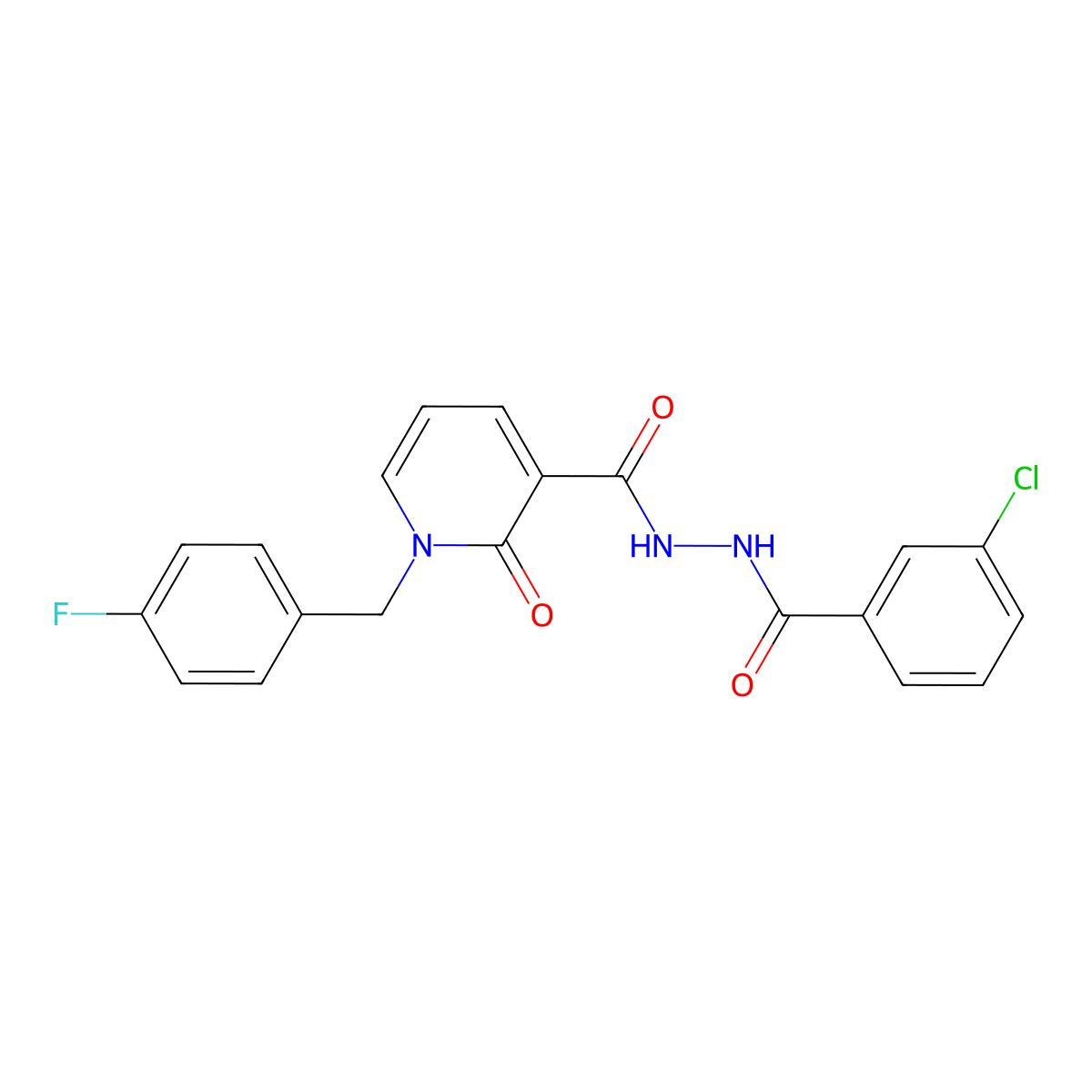 N'-(3-chlorobenzoyl)-1-(4-fluorobenzyl)-2-oxo-1,2-dihydropyridine-3-carbohydrazide molecular structure, CAS 1105211-85-5