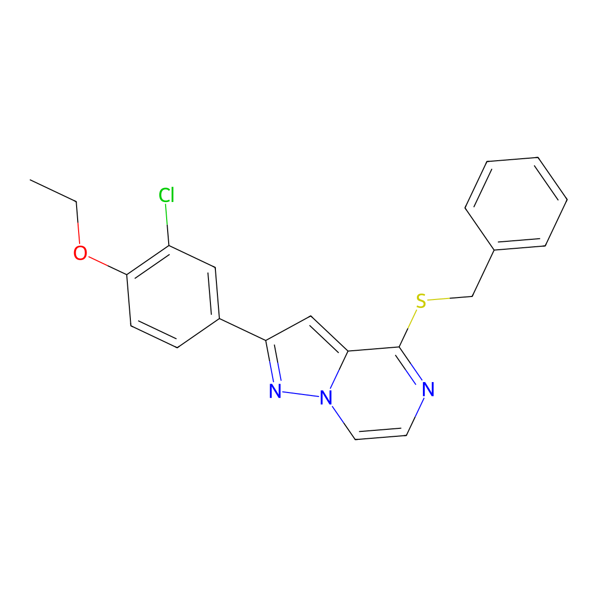 4-(Benzylsulfanyl)-2-(3-chloro-4-ethoxyphenyl)pyrazolo[1,5-a]pyrazine molecular structure, CAS 1105211-89-9
