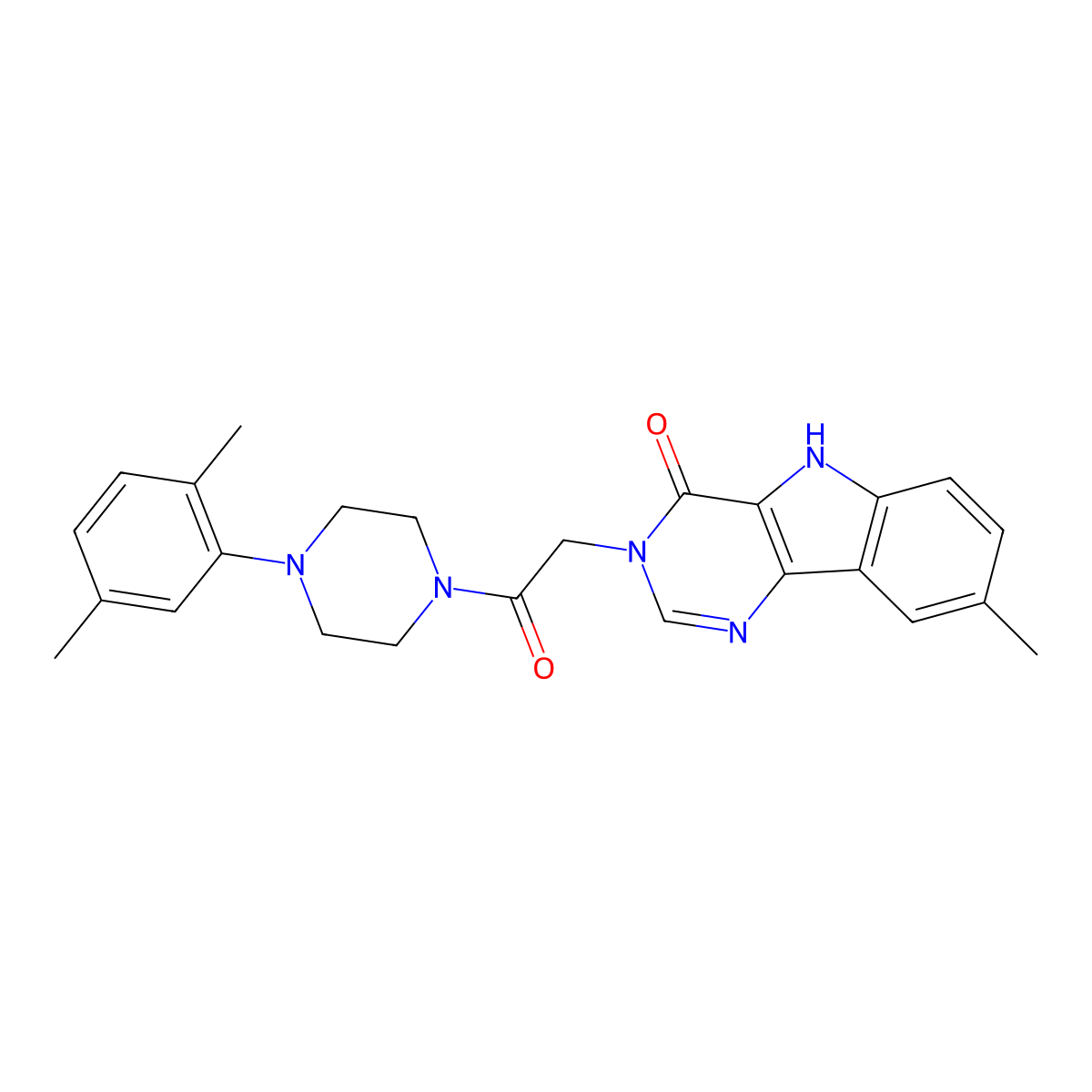 3-{2-[4-(2,5-dimethylphenyl)piperazin-1-yl]-2-oxoethyl}-8-methyl-3,5-dihydro-4H-pyrimido[5,4-b]indol-4-one molecular structure, CAS 1105211-91-3