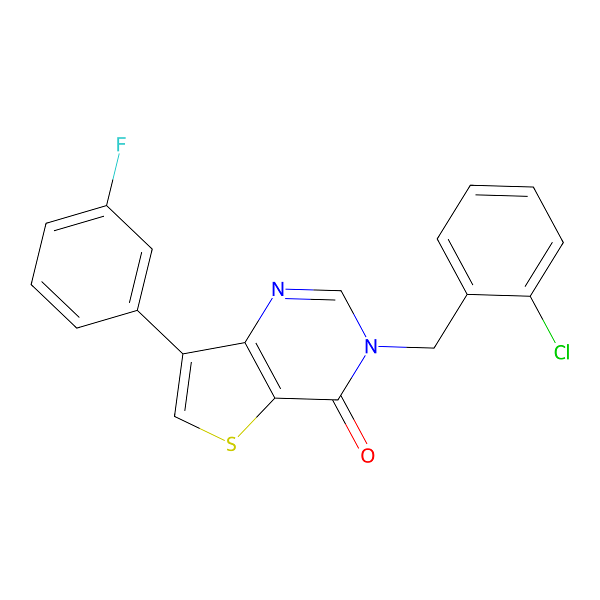 3-(2-chlorobenzyl)-7-(3-fluorophenyl)thieno[3,2-d]pyrimidin-4(3H)-one molecular structure, CAS 1105211-94-6