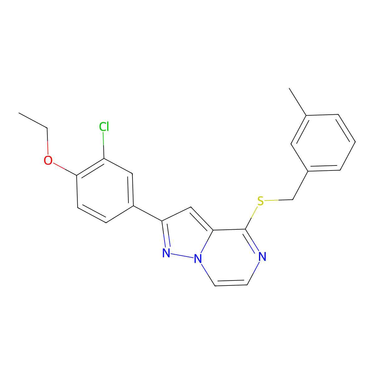 2-(3-Chloro-4-ethoxyphenyl)-4-[(3-methylbenzyl)thio]pyrazolo[1,5-a]pyrazine molecular structure, CAS 1105211-96-8
