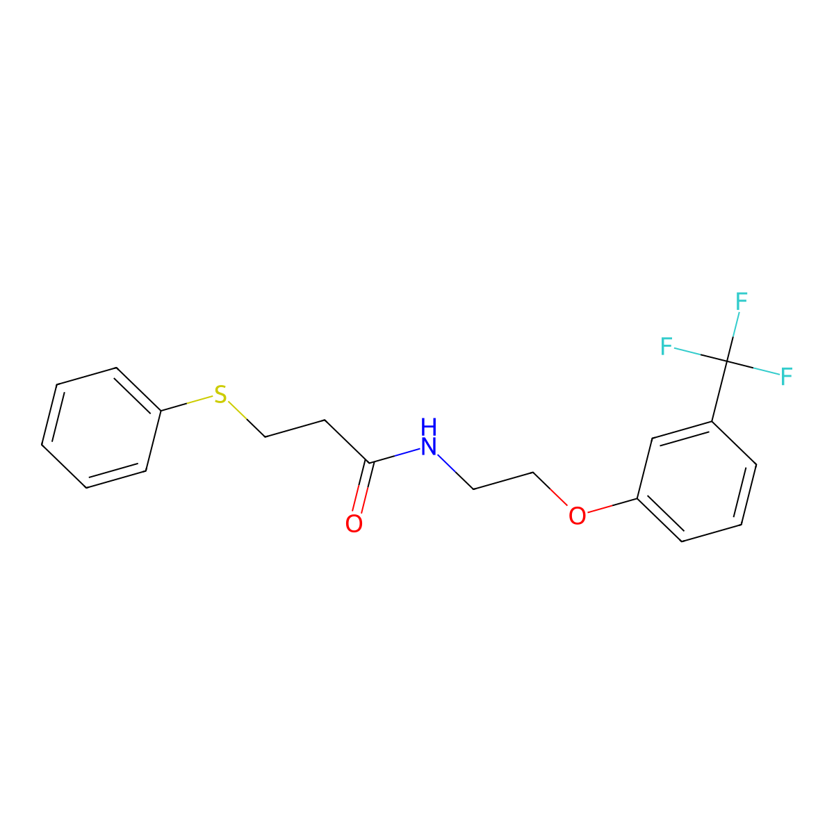 3-(phenylthio)-N-(2-(3-(trifluoromethyl)phenoxy)ethyl)propanamide molecular structure, CAS 1105211-97-9