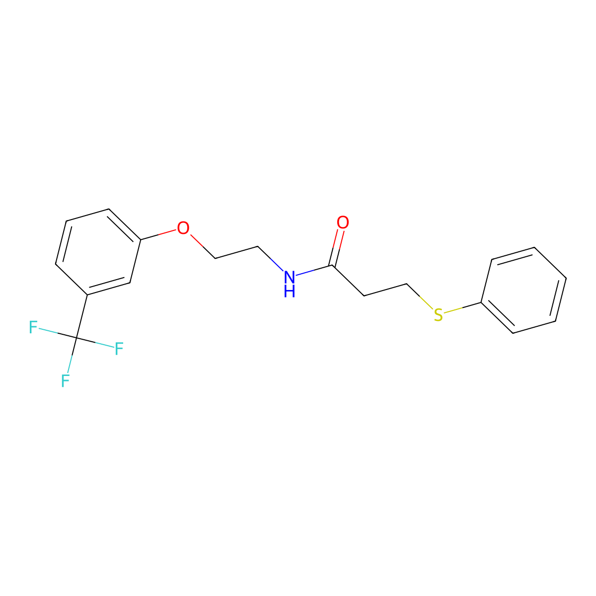 3-(phenylthio)-N-(2-(3-(trifluoromethyl)phenoxy)ethyl)propanamide molecular structure, CAS 1105211-97-9