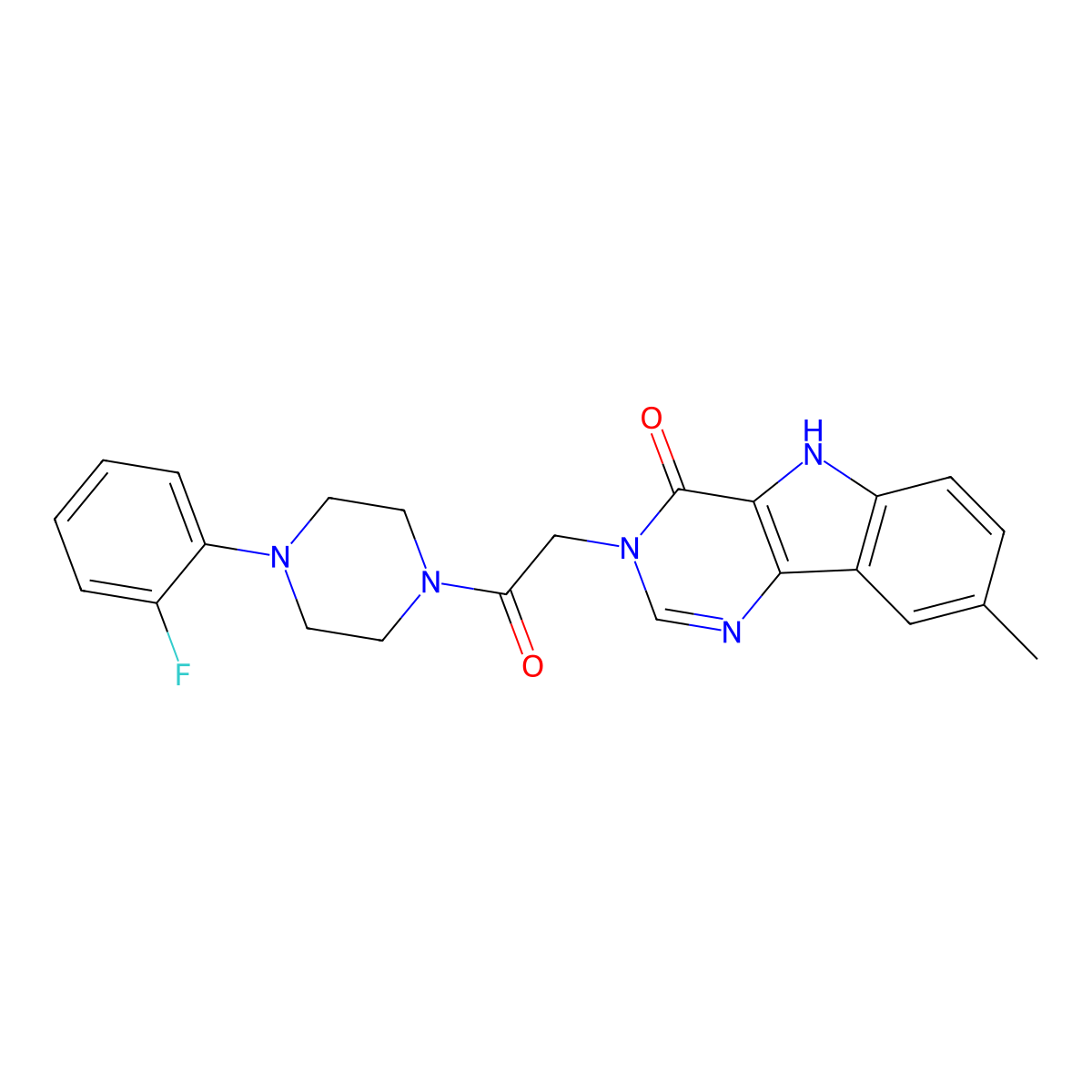 3-{2-[4-(2-fluorophenyl)piperazin-1-yl]-2-oxoethyl}-8-methyl-3,5-dihydro-4H-pyrimido[5,4-b]indol-4-one molecular structure, CAS 1105211-98-0