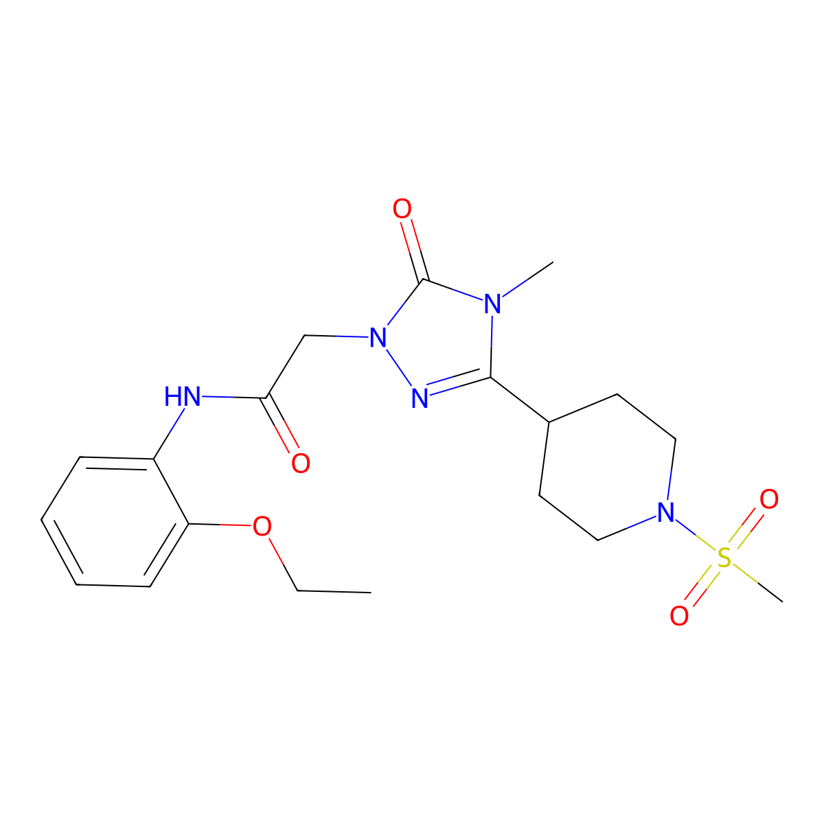 N-(2-ethoxyphenyl)-2-(4-methyl-3-(1-(methylsulfonyl)piperidin-4-yl)-5-oxo-4,5-dihydro-1H-1,2,4-triazol-1-yl)acetamide molecular structure, CAS 1105212-02-9