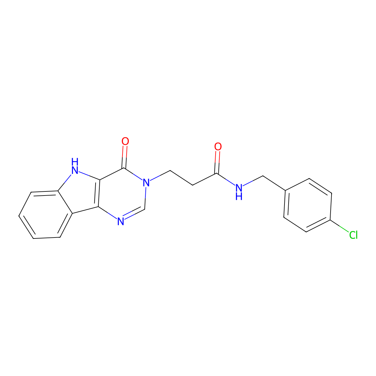 N-(4-chlorobenzyl)-3-(4-oxo-4,5-dihydro-3H-pyrimido[5,4-b]indol-3-yl)propanamide molecular structure, CAS 1105212-12-1