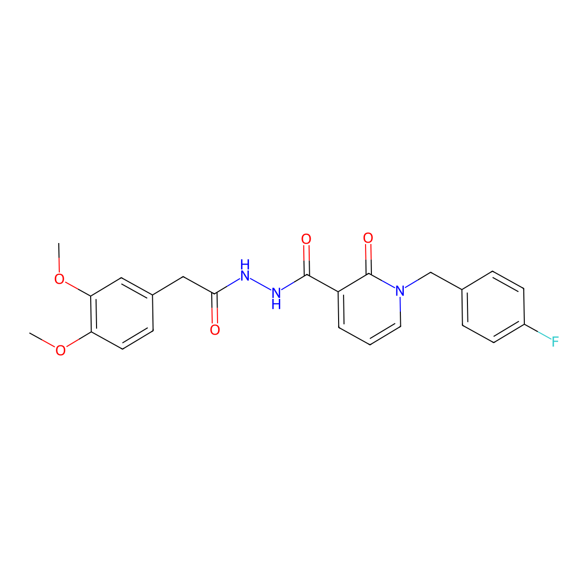 N'-(2-(3,4-dimethoxyphenyl)acetyl)-1-(4-fluorobenzyl)-2-oxo-1,2-dihydropyridine-3-carbohydrazide molecular structure, CAS 1105212-13-2