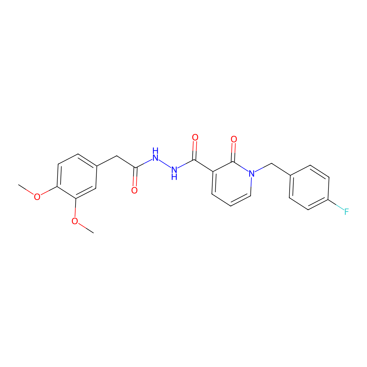N'-(2-(3,4-dimethoxyphenyl)acetyl)-1-(4-fluorobenzyl)-2-oxo-1,2-dihydropyridine-3-carbohydrazide molecular structure, CAS 1105212-13-2