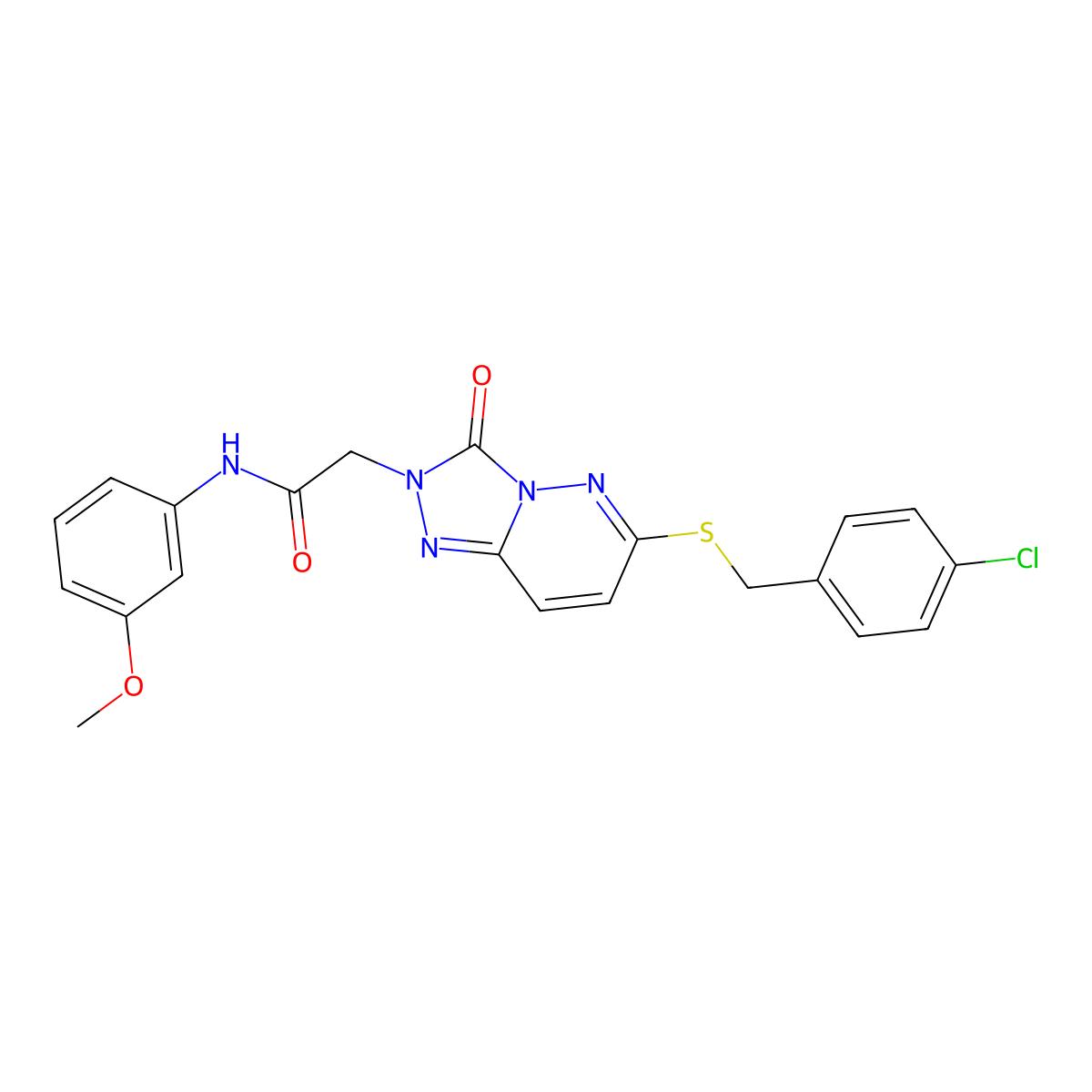 2-(6-((4-chlorobenzyl)thio)-3-oxo-[1,2,4]triazolo[4,3-b]pyridazin-2(3H)-yl)-N-(3-methoxyphenyl)acetamide molecular structure, CAS 1105212-17-6