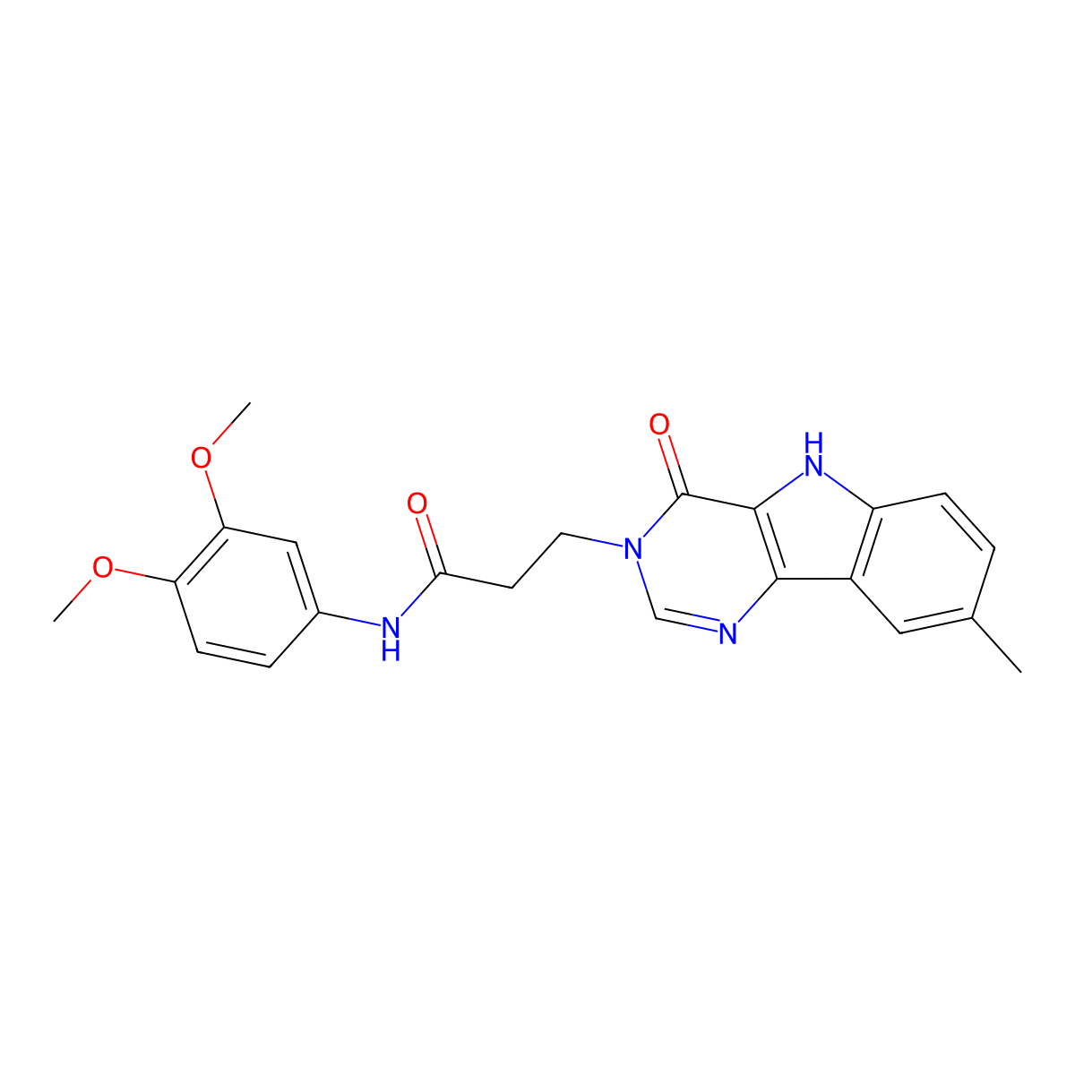 N-(3,4-dimethoxyphenyl)-3-(8-methyl-4-oxo-4,5-dihydro-3H-pyrimido[5,4-b]indol-3-yl)propanamide molecular structure, CAS 1105212-19-8